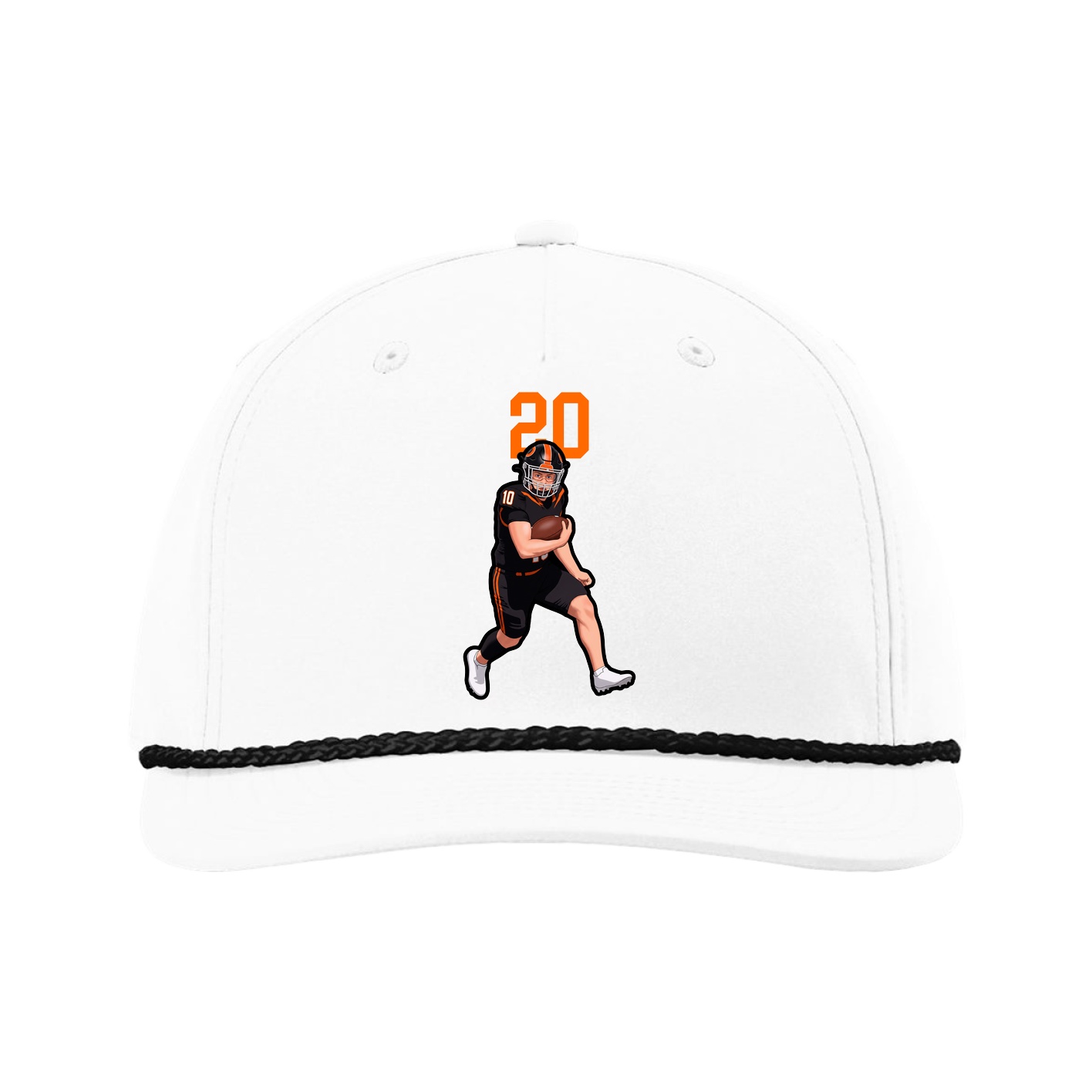 Five-Panel Classic Rope Cap — Number Top in White