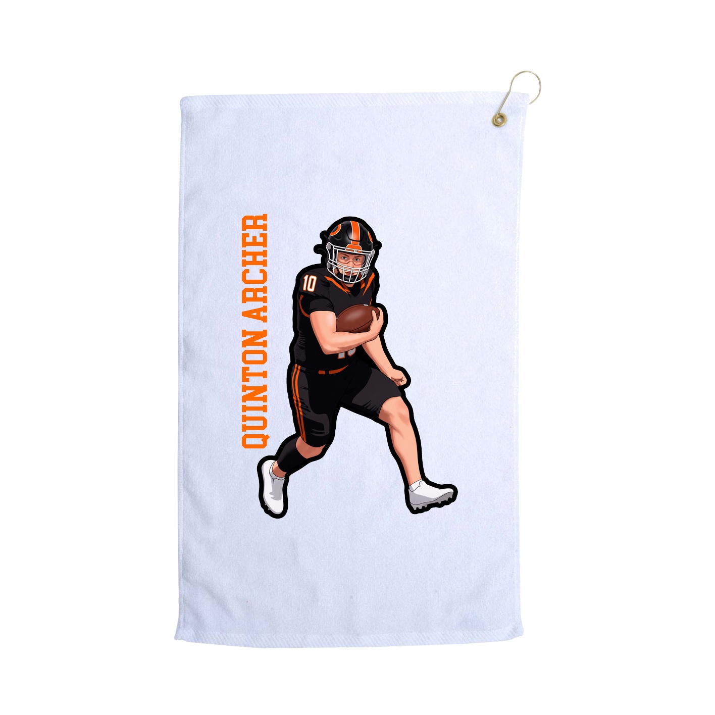 Golf Towel — Name Vertical in White