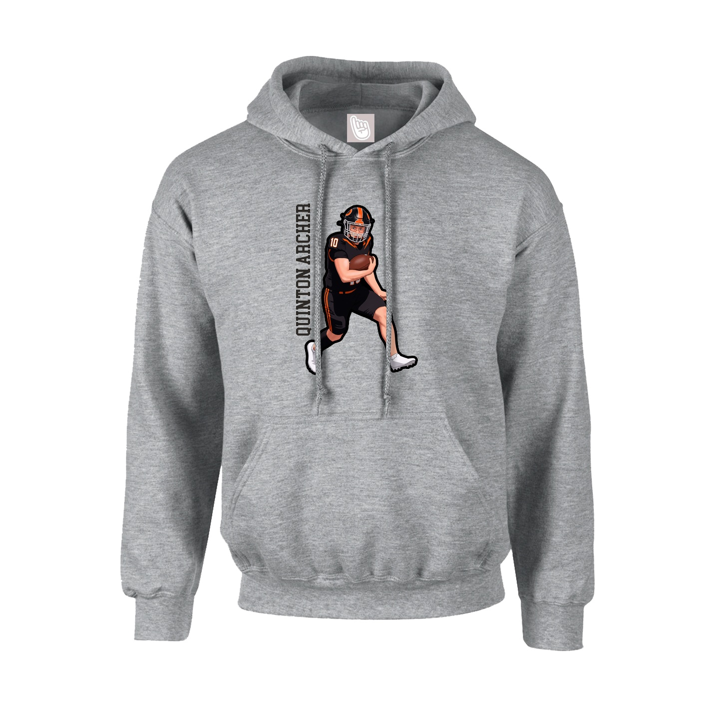Hoodie — Name Vertical in Grey