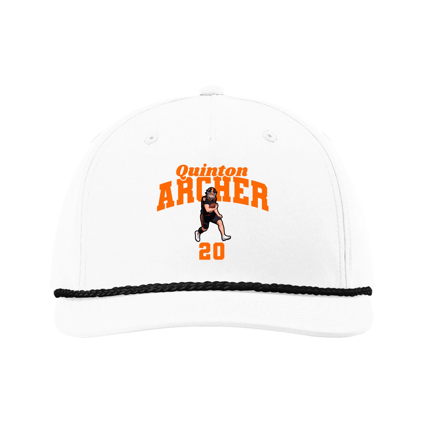 Five-Panel Classic Rope Cap — Signature Arch in White