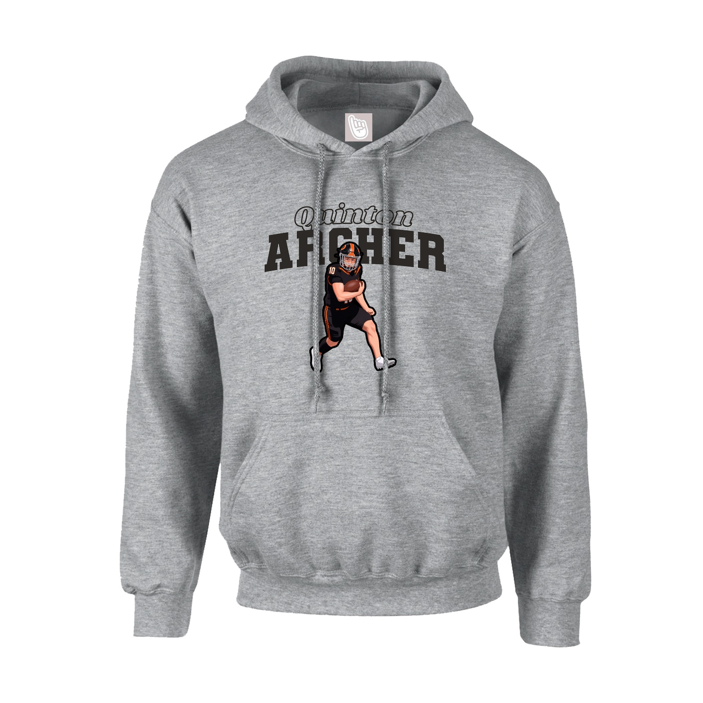 Youth Hoodie — Name Arch in Grey