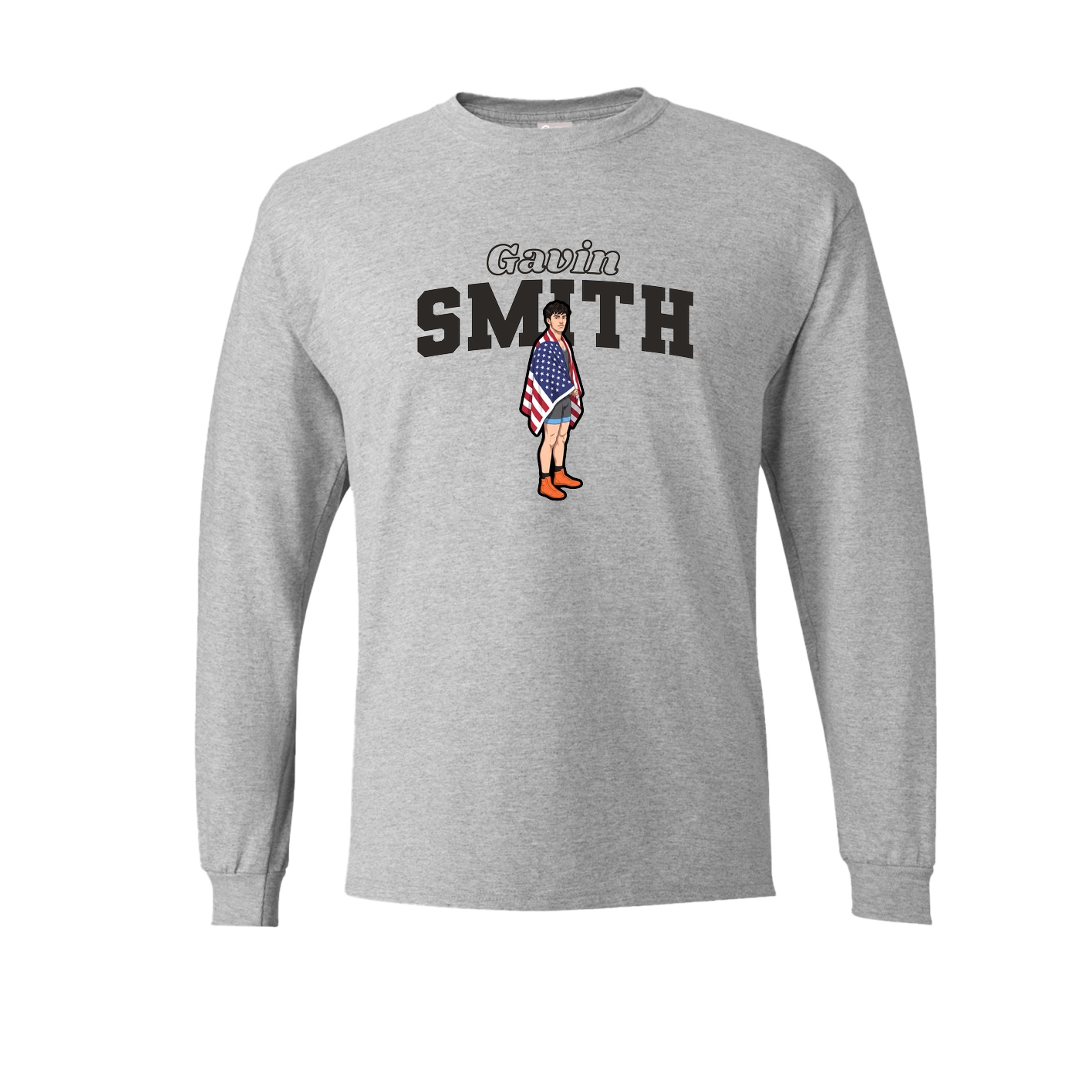 Long Sleeve Tee — Name Arch in Grey