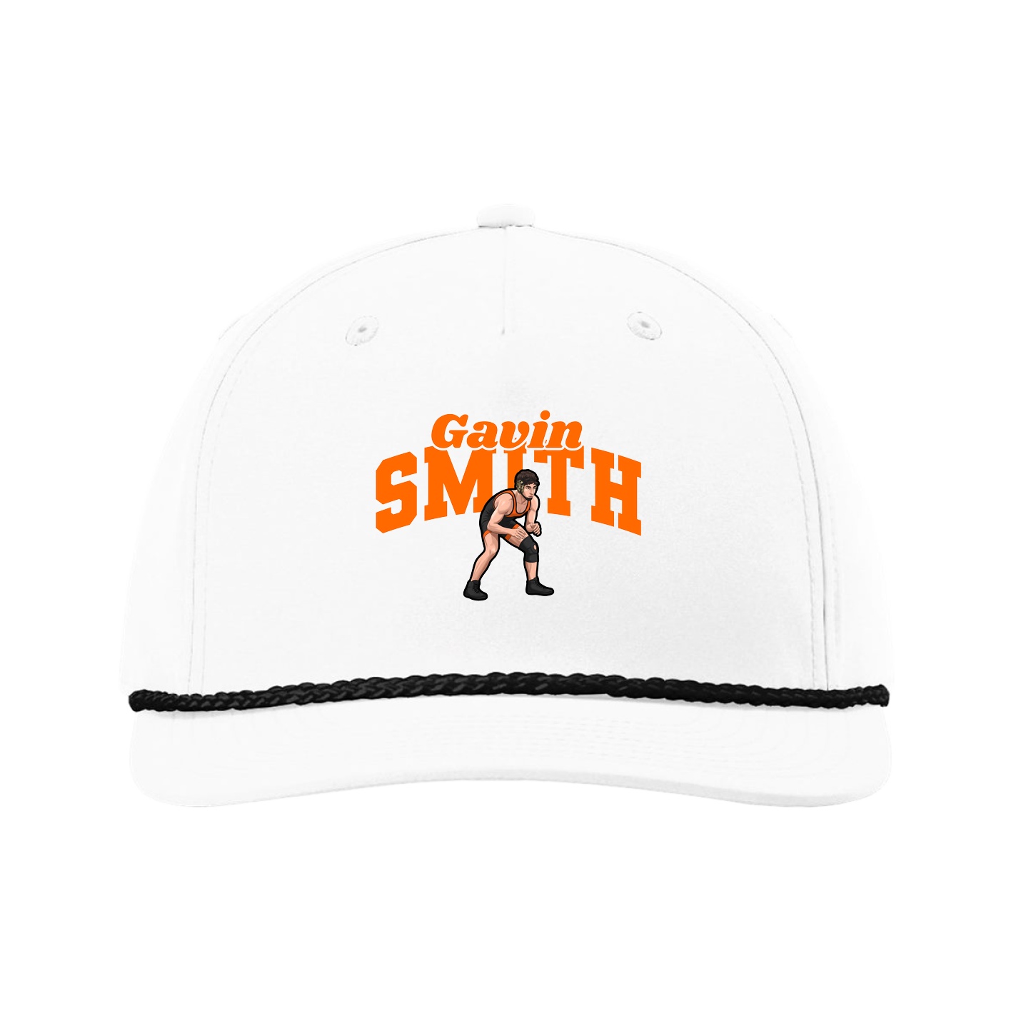 Five-Panel Classic Rope Cap — Signature Arch in White