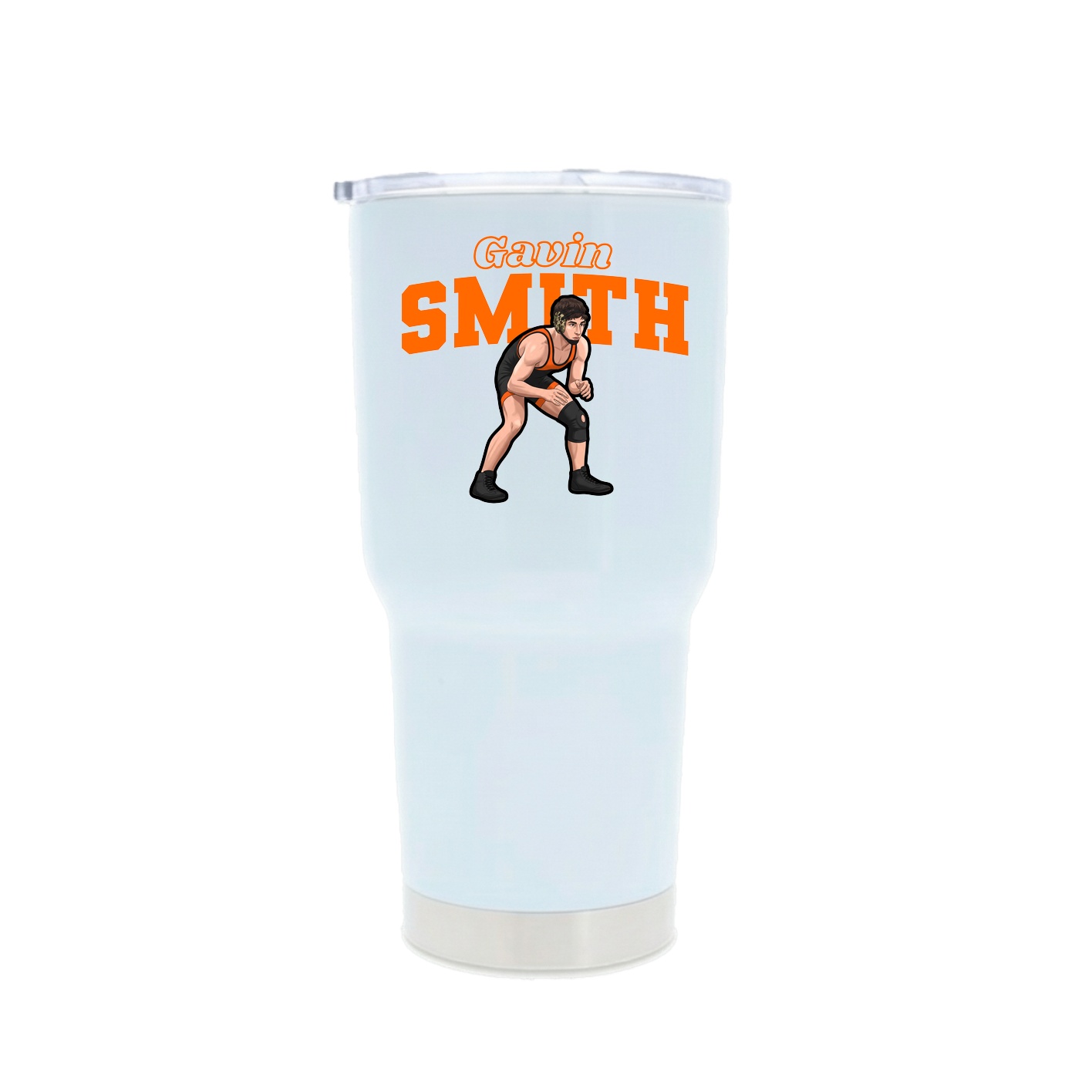 30oz Stainless Steel Tumbler — Name Arch in White