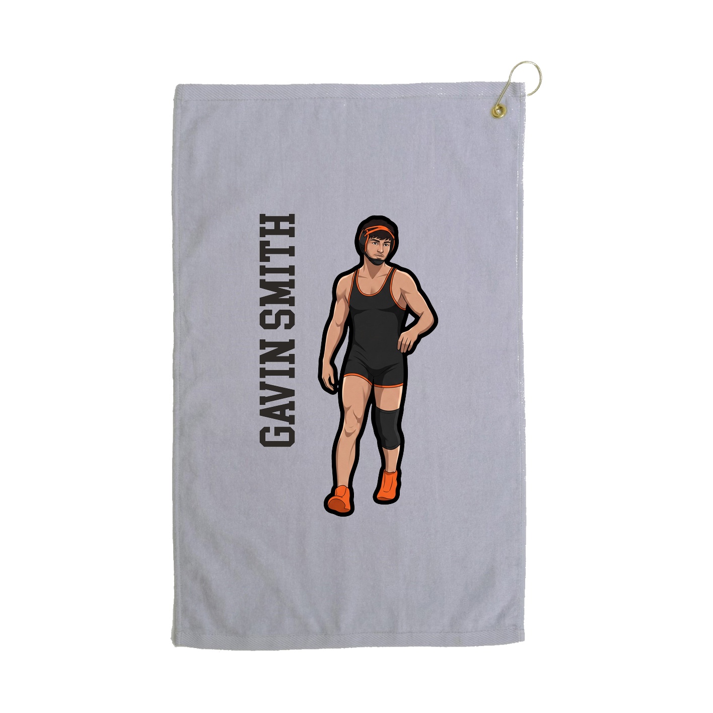 Golf Towel — Name Vertical in Grey