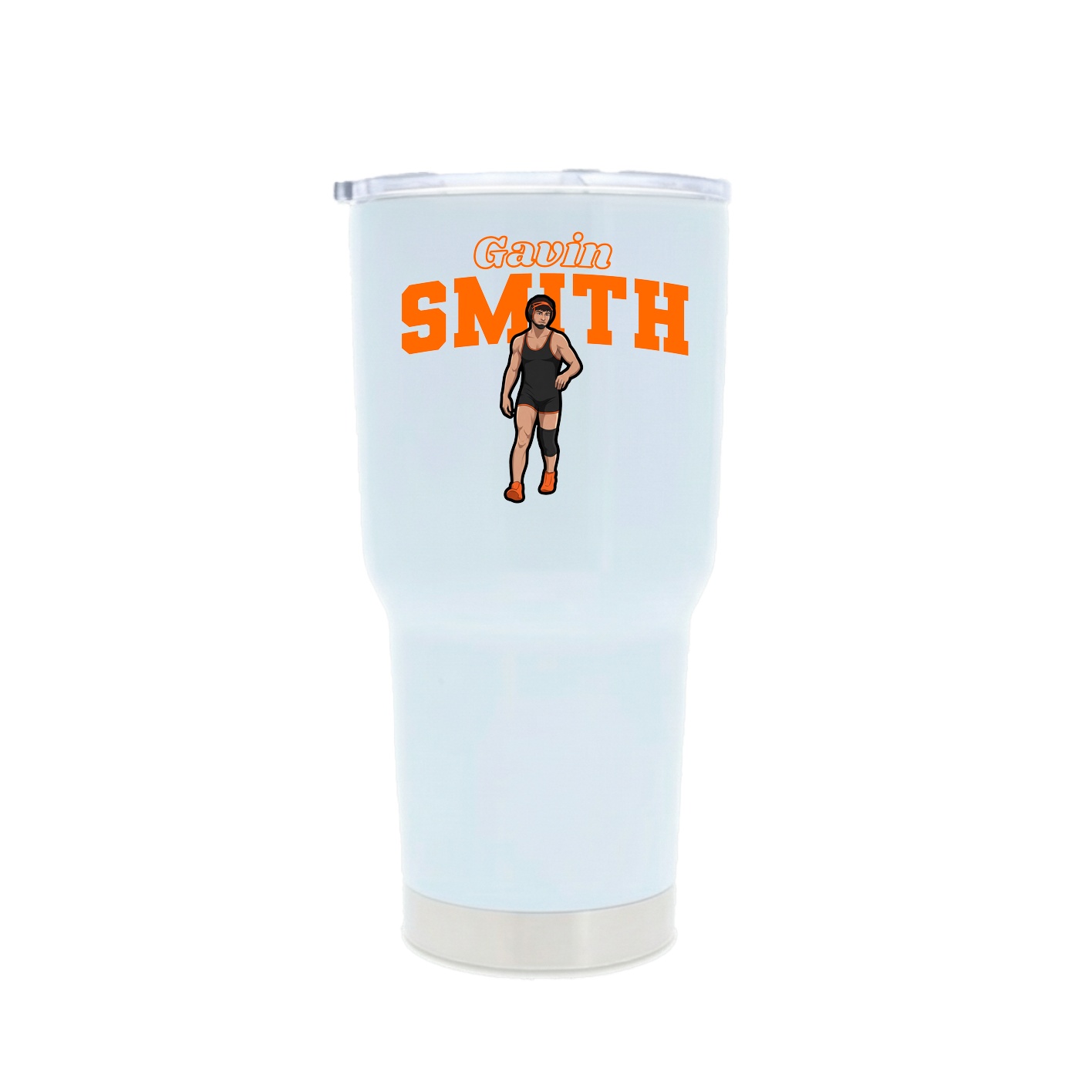 30oz Stainless Steel Tumbler — Name Arch in White