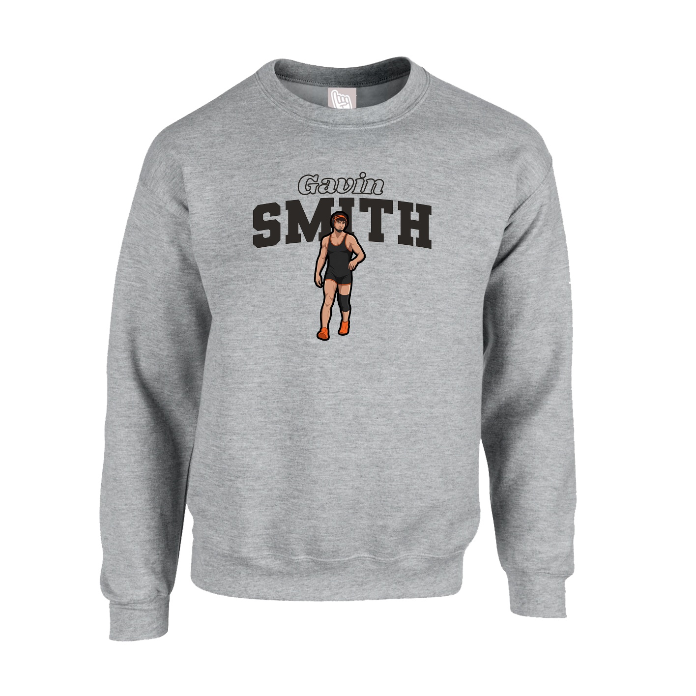 Fleece Crew — Name Arch in Grey