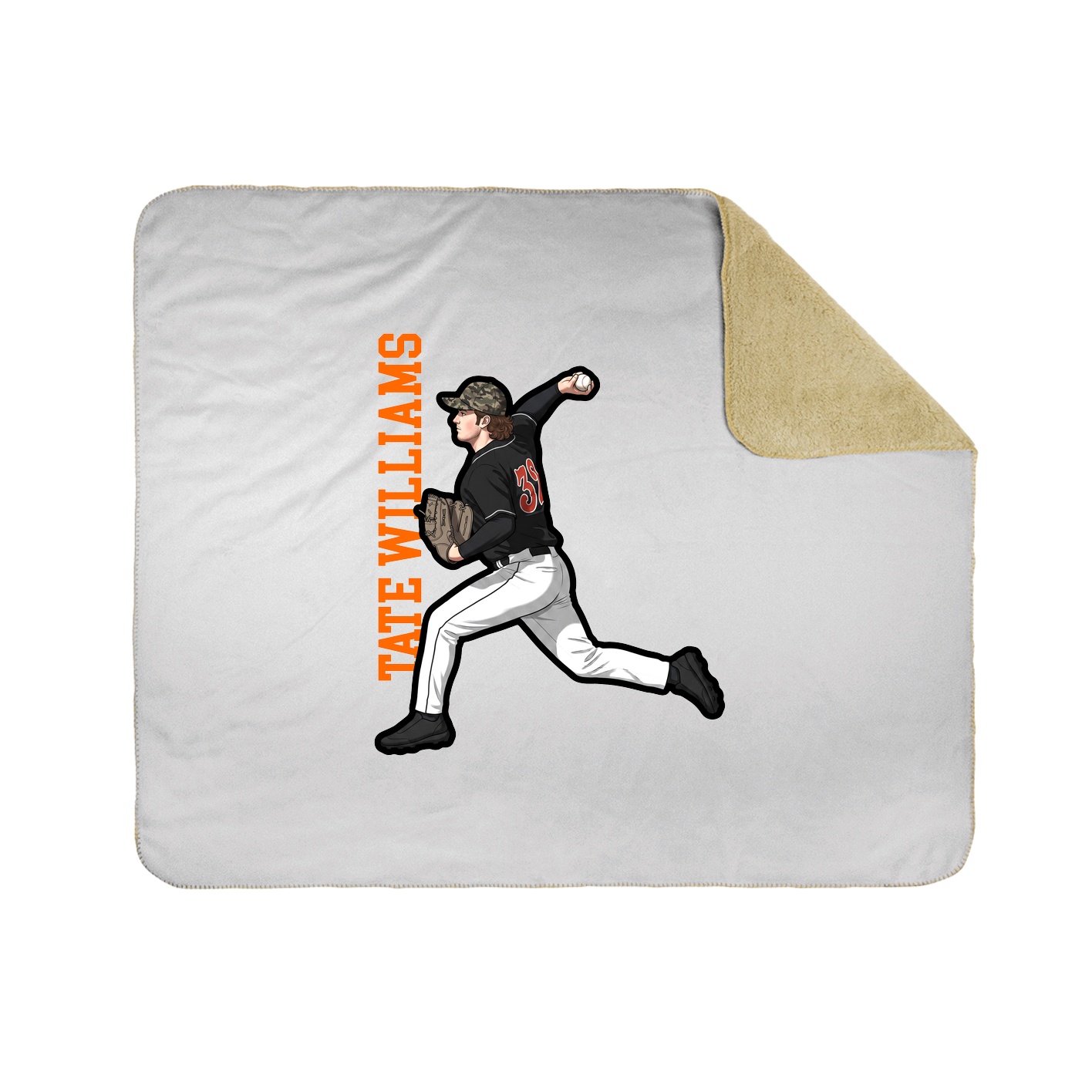 Throw Blanket — Name Vertical in White