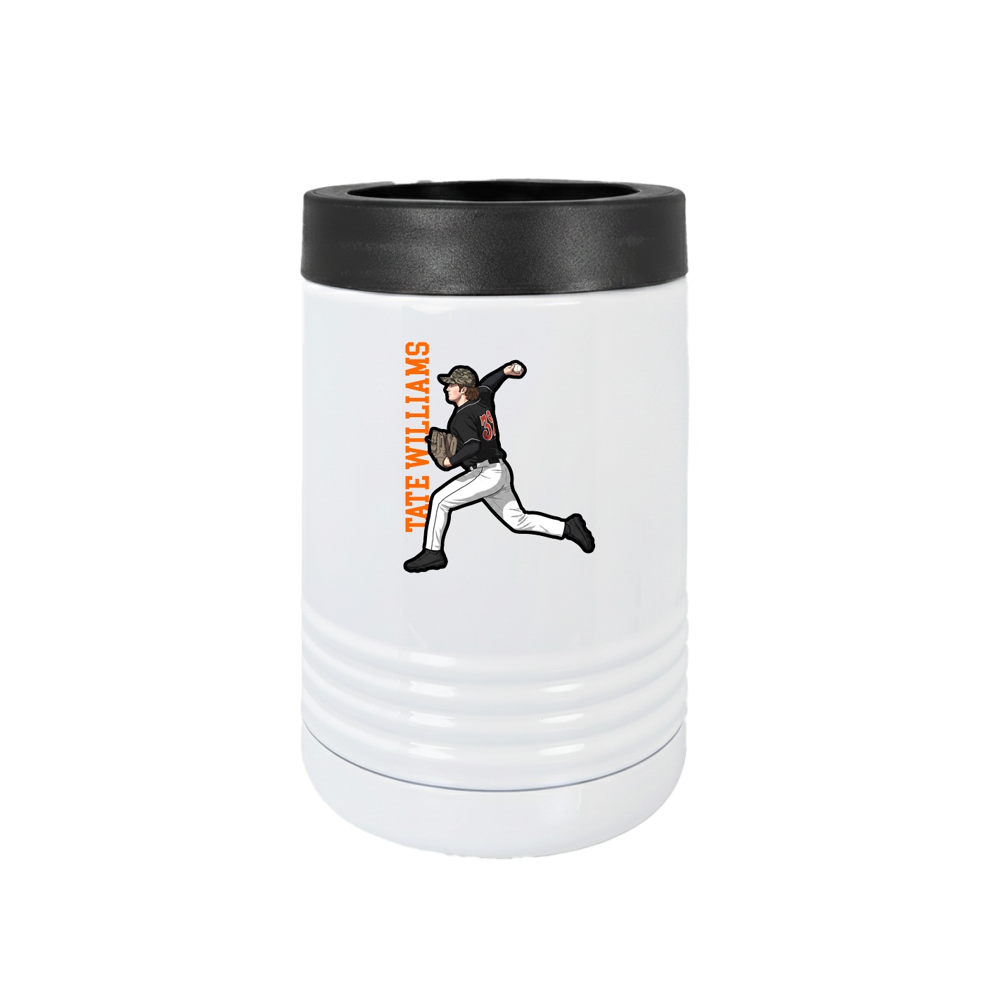 Beverage Holder — Name Vertical in White