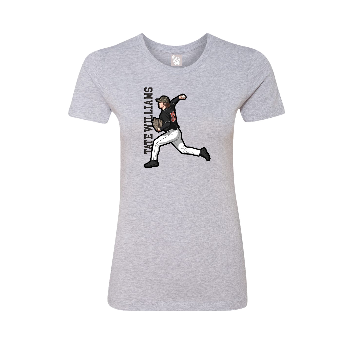 Fitted Women's Tee — Name Vertical in Grey