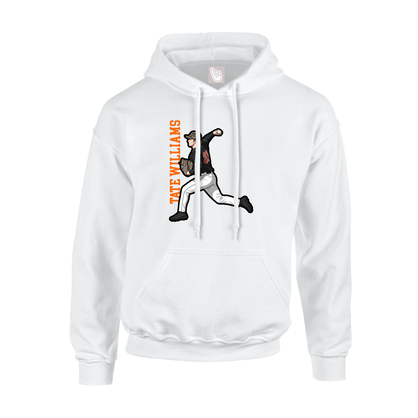 Hoodie — Name Vertical in White