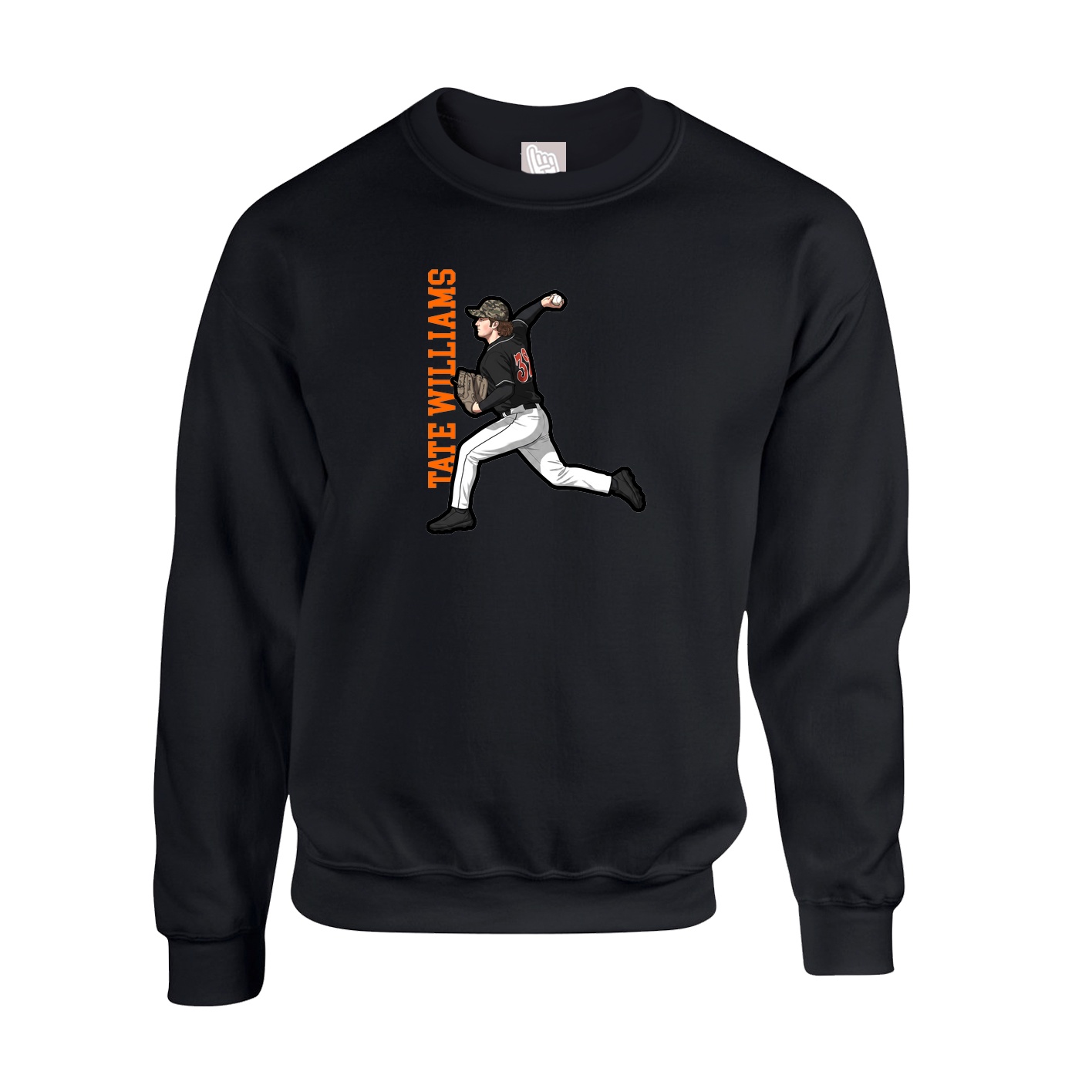 Fleece Crew — Name Vertical in Black