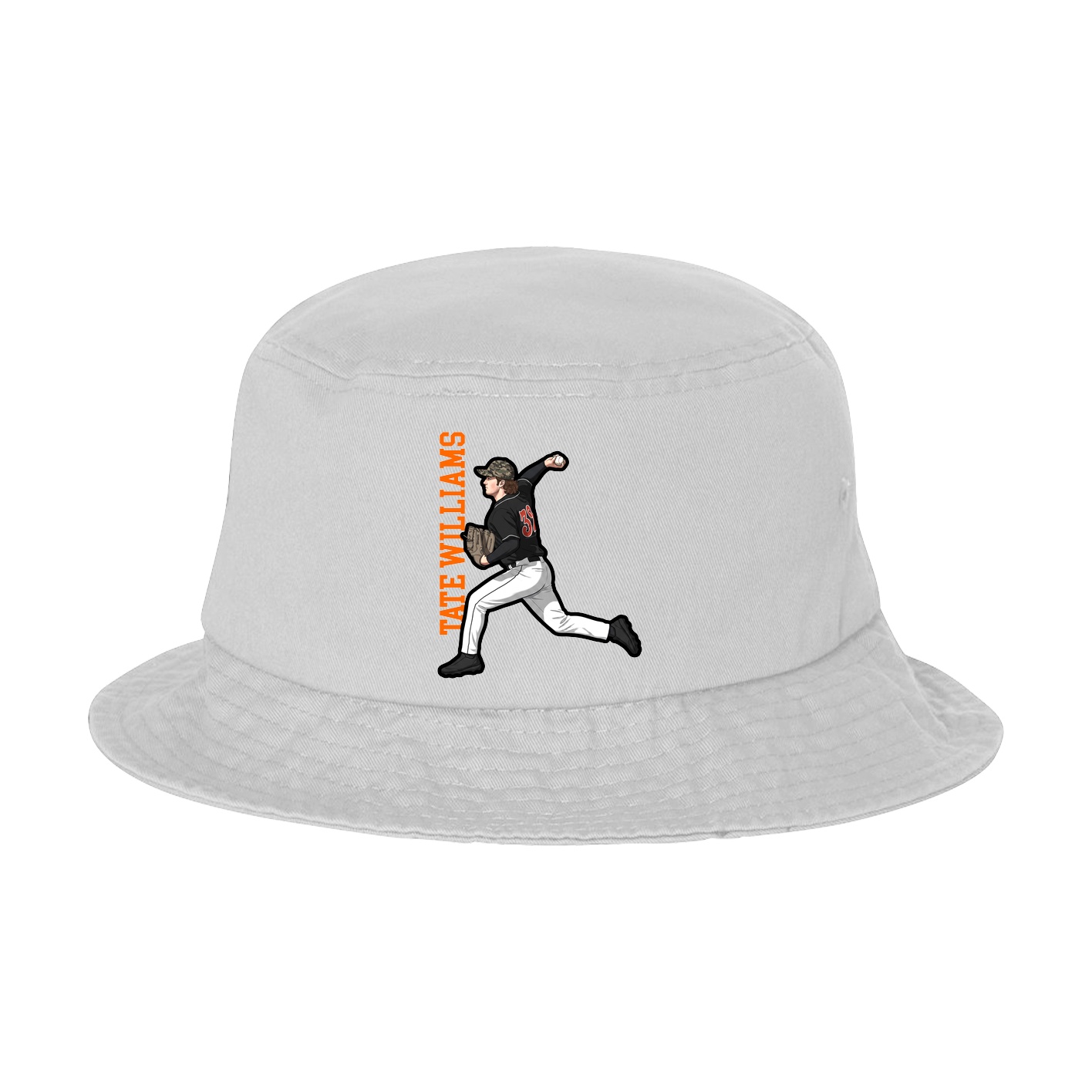 Bucket Cap — Name Vertical in White