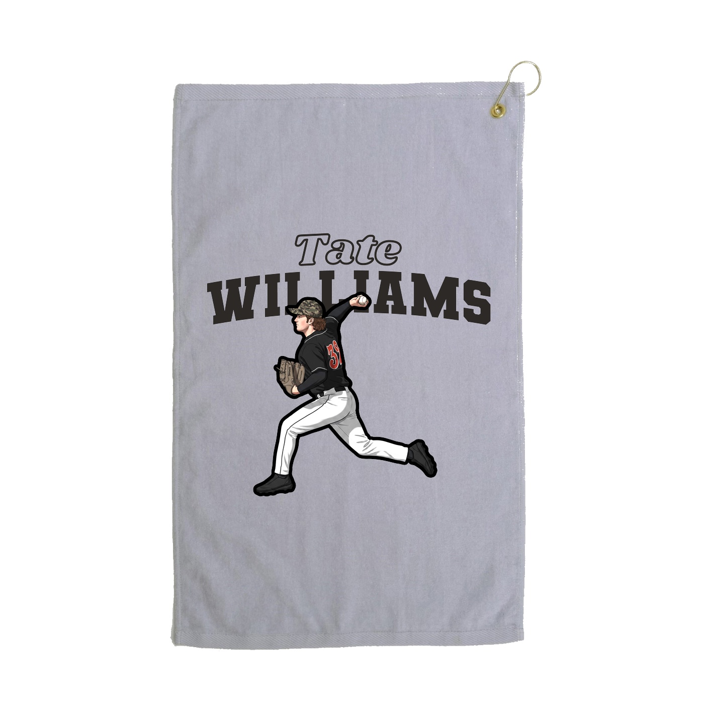 Golf Towel — Name Arch in Grey
