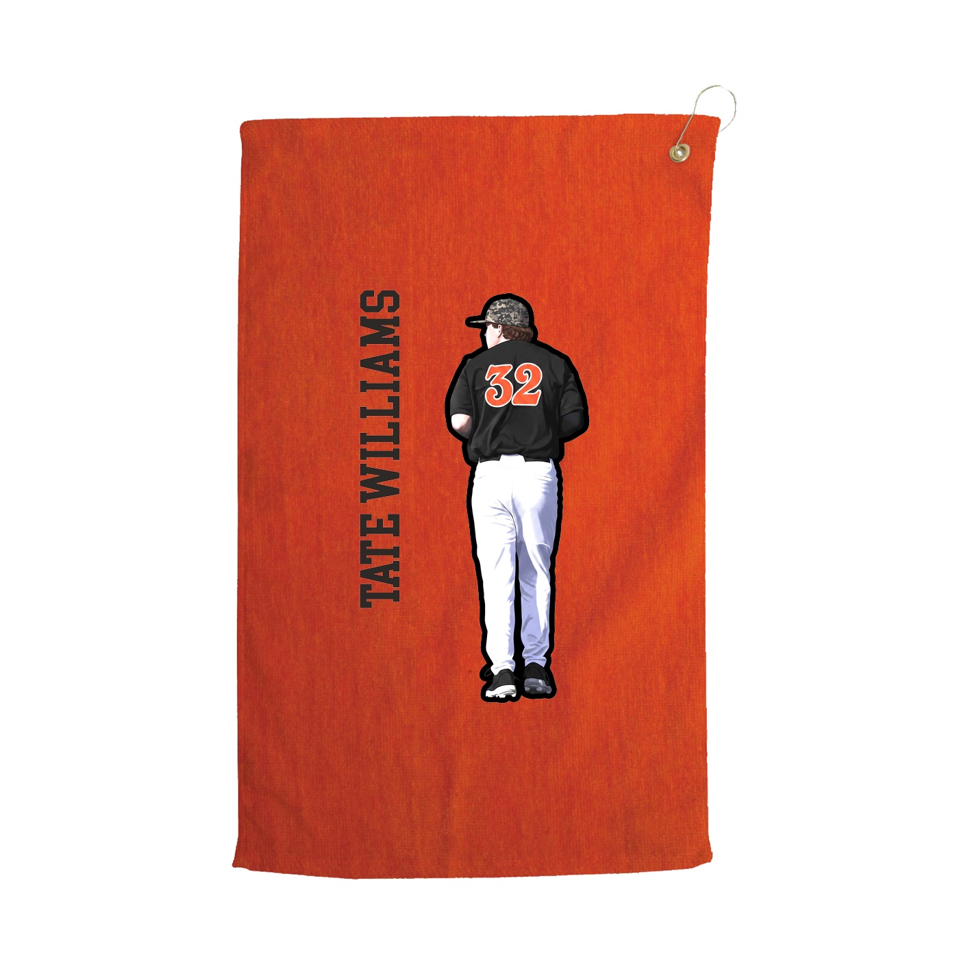 Golf Towel — Name Vertical in Orange