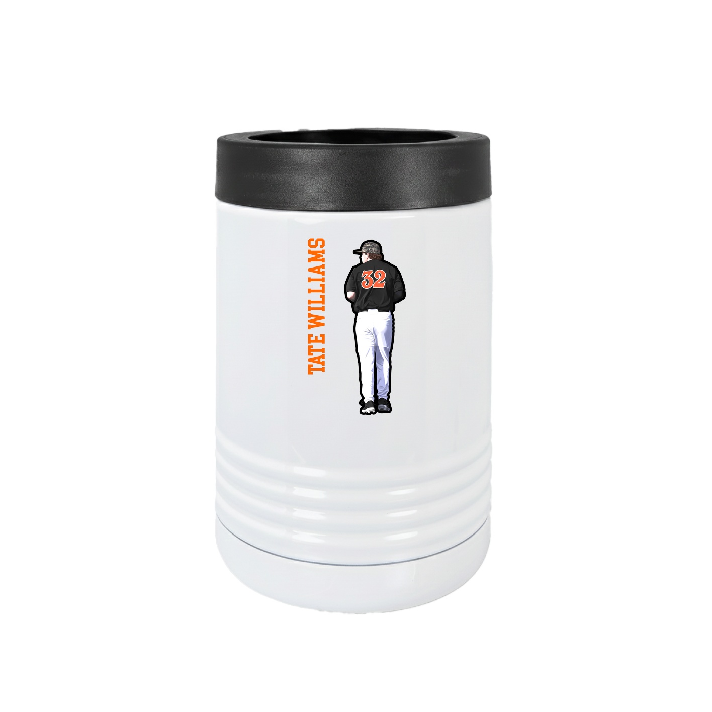 Beverage Holder — Name Vertical in White