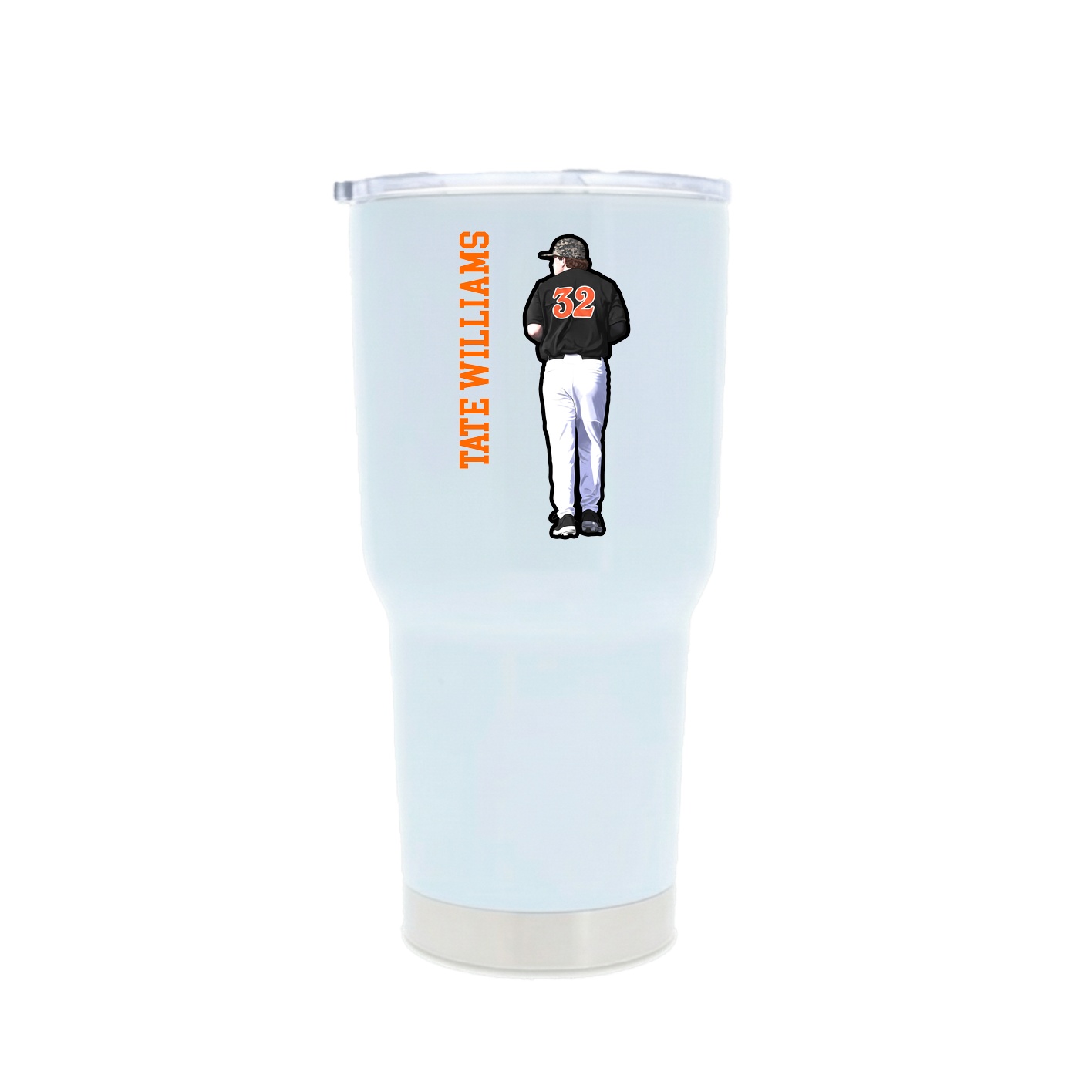 30oz Stainless Steel Tumbler — Name Vertical in White