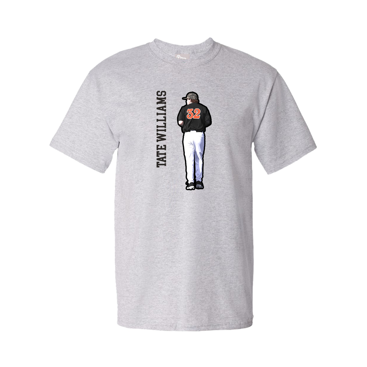 Youth Tee — Name Vertical in Grey