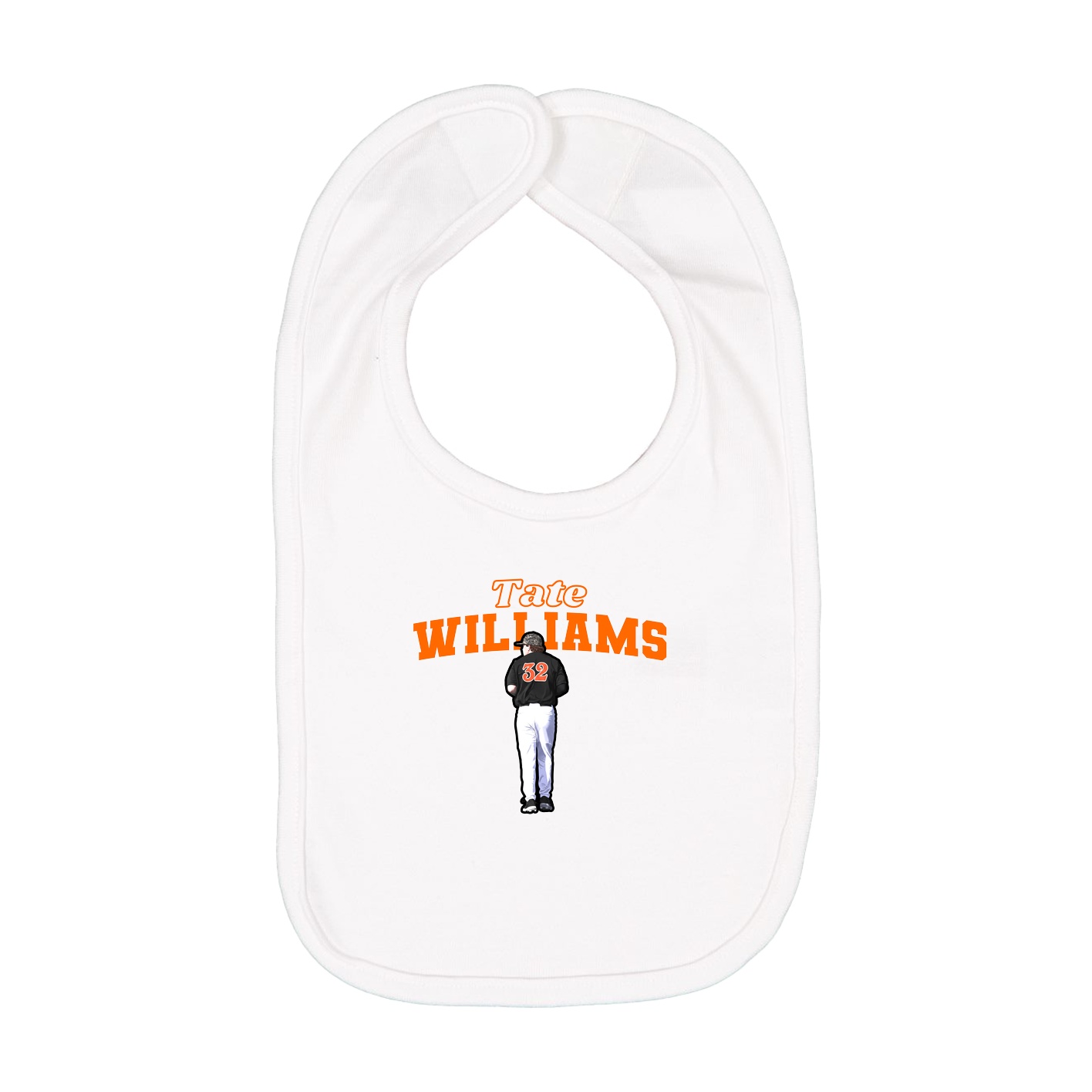 Infant Bib — Name Arch in White