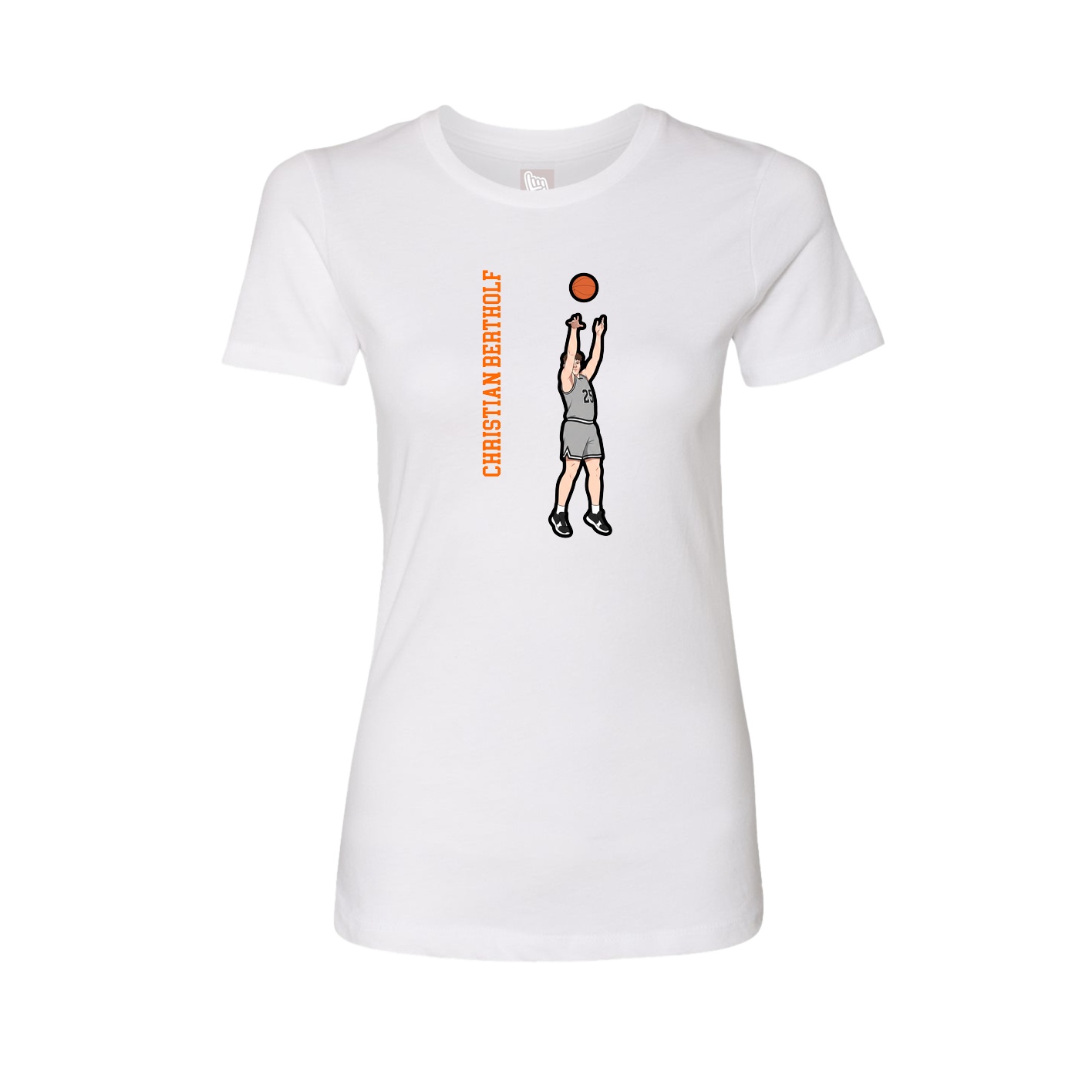 Fitted Women's Tee — Name Vertical in White