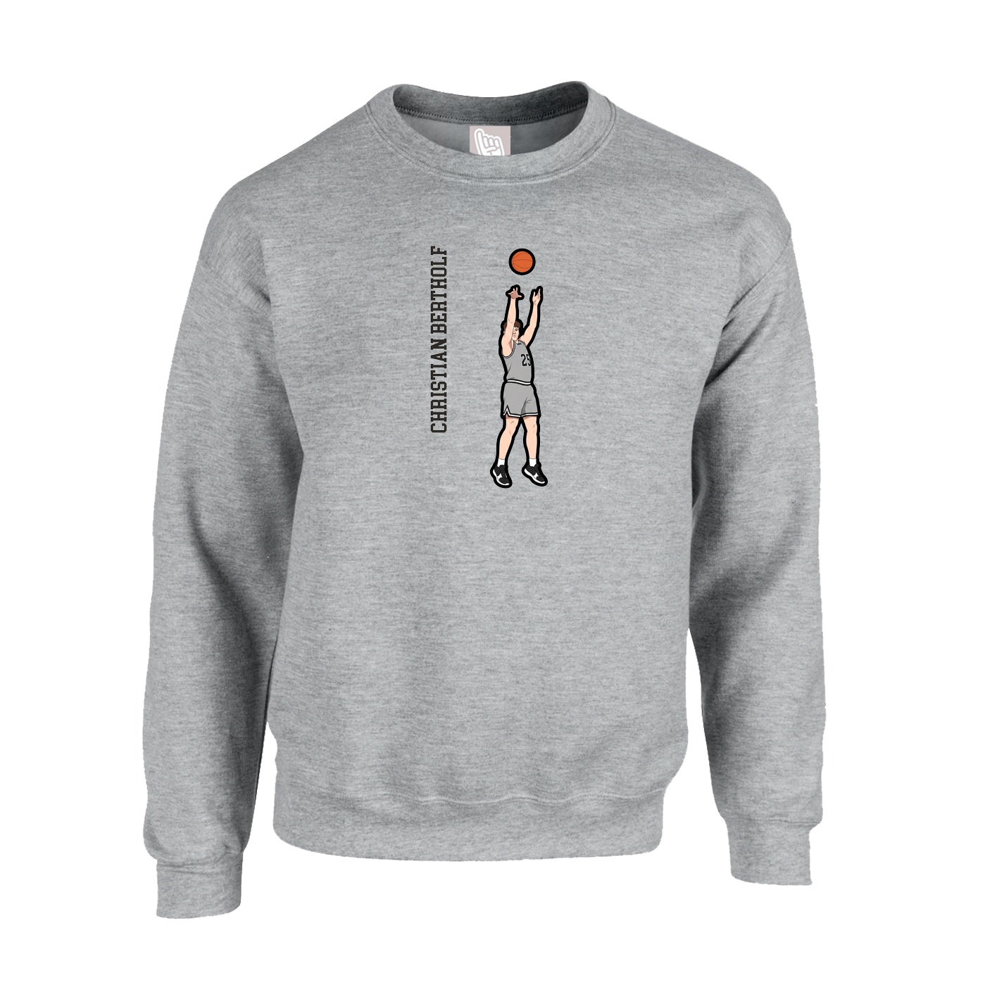 Fleece Crew — Name Vertical in Grey