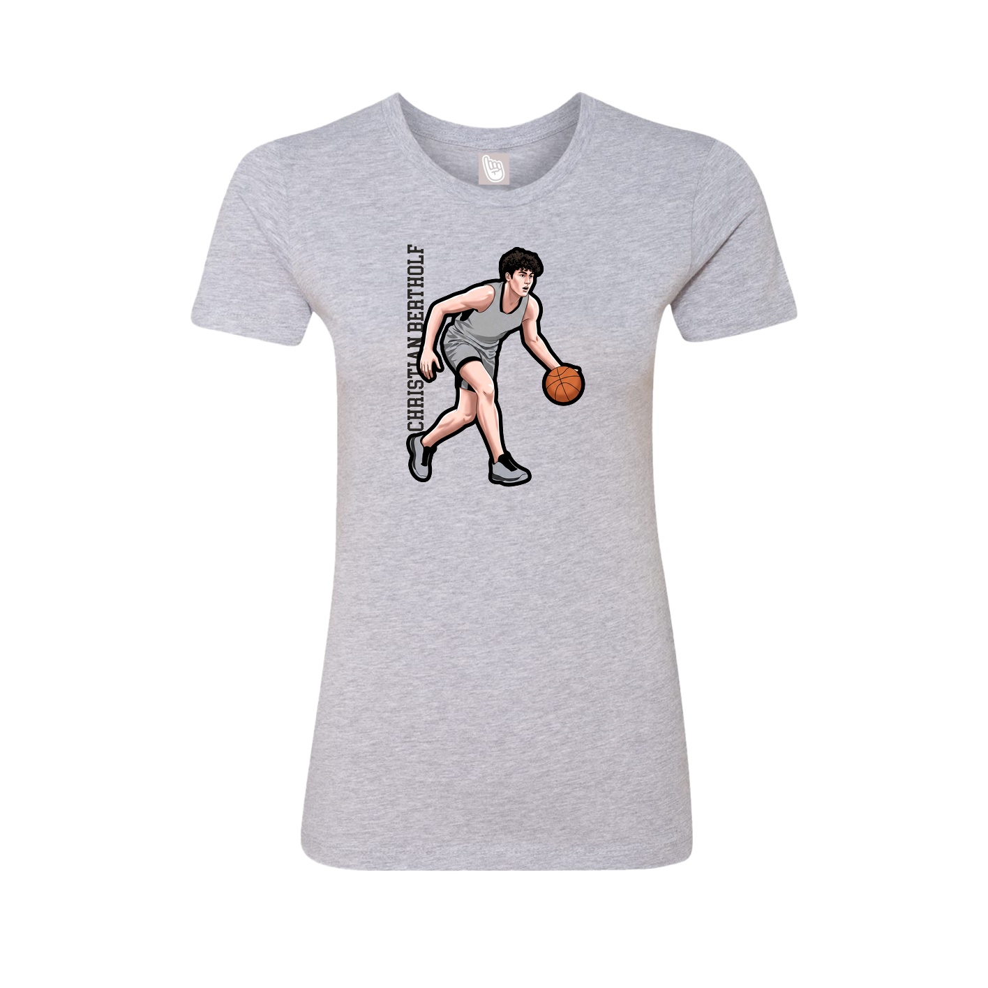 Fitted Women's Tee — Name Vertical in Grey
