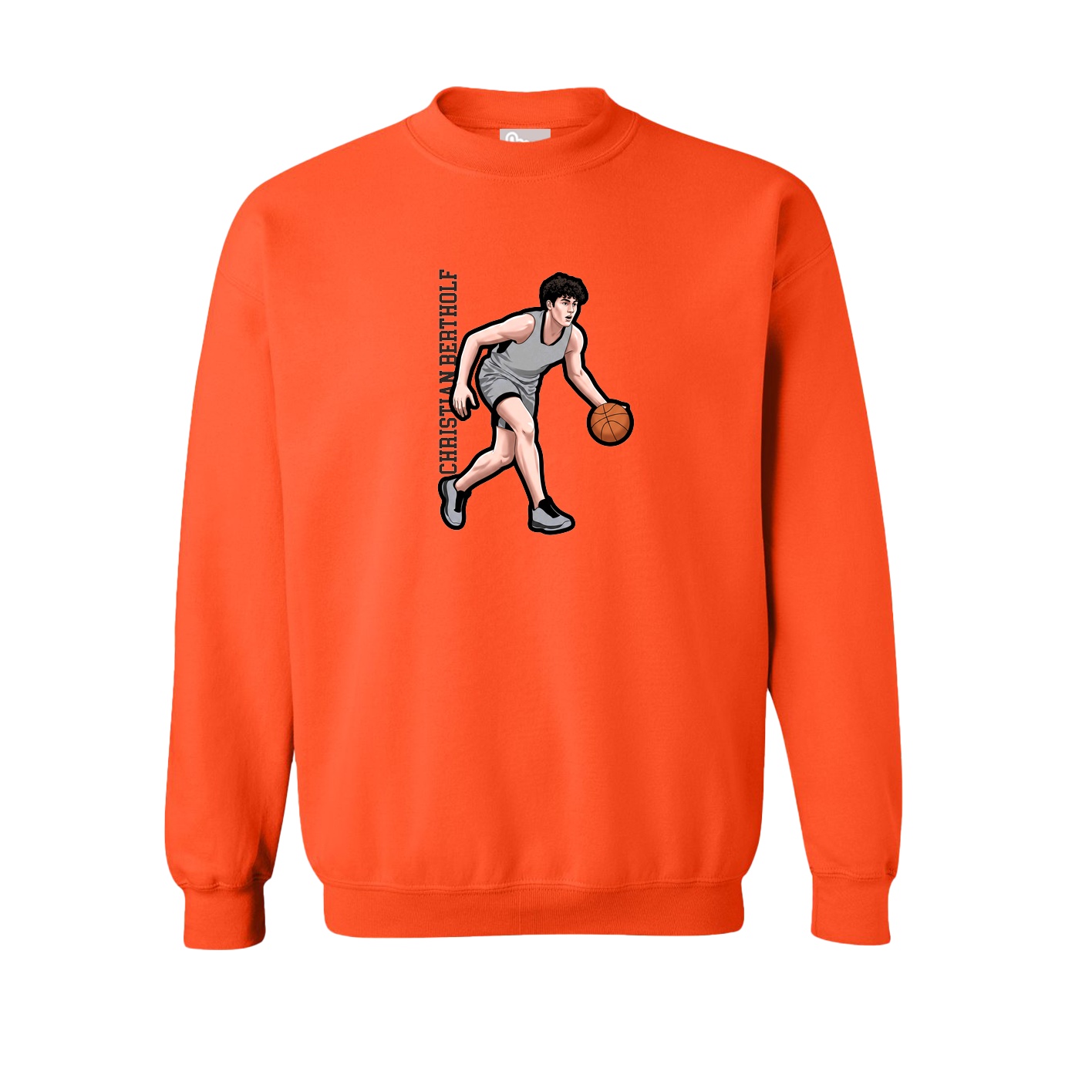 Fleece Crew — Name Vertical in Orange