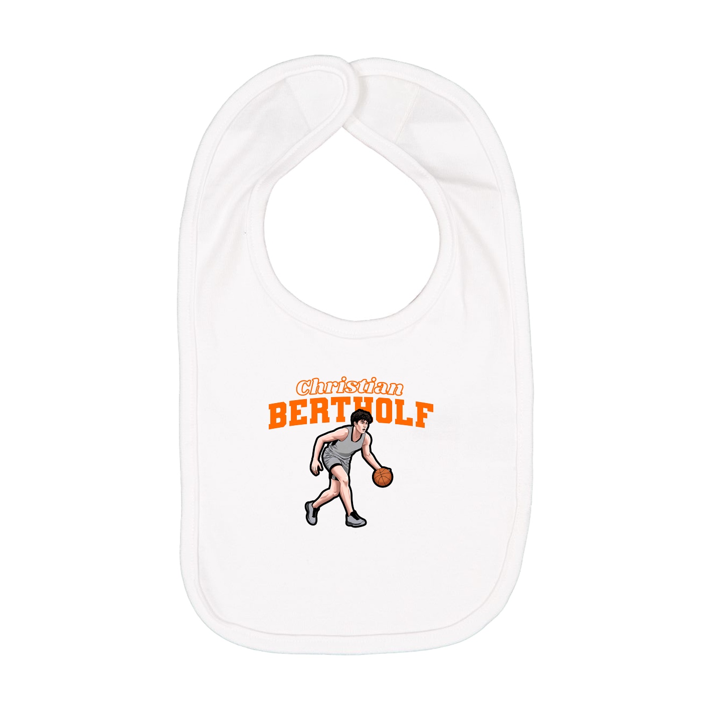 Infant Bib — Name Arch in White