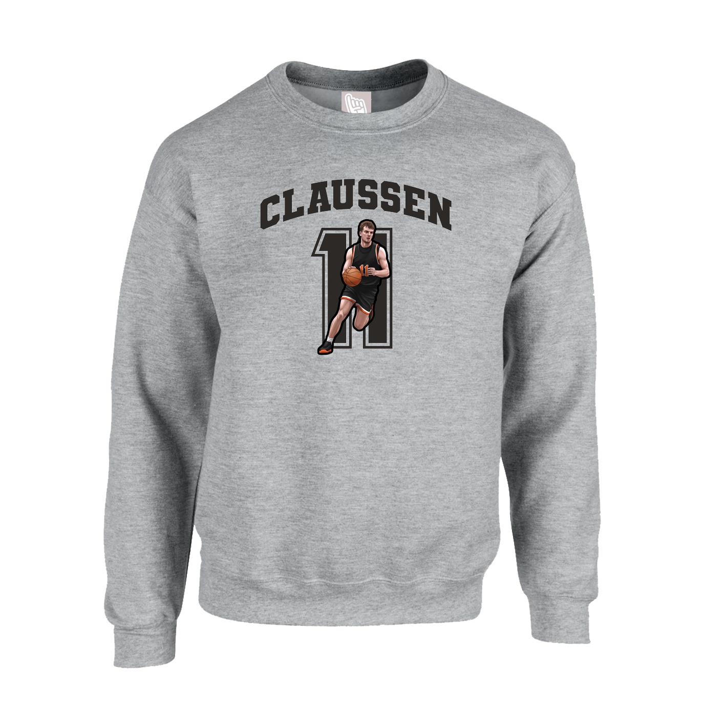 Fleece Crew — Number in Grey