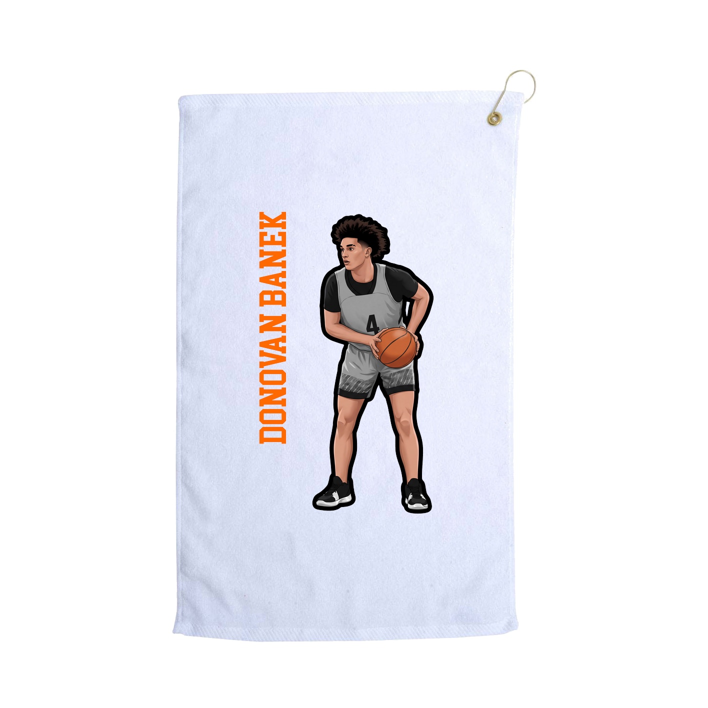 Golf Towel — Name Vertical in White