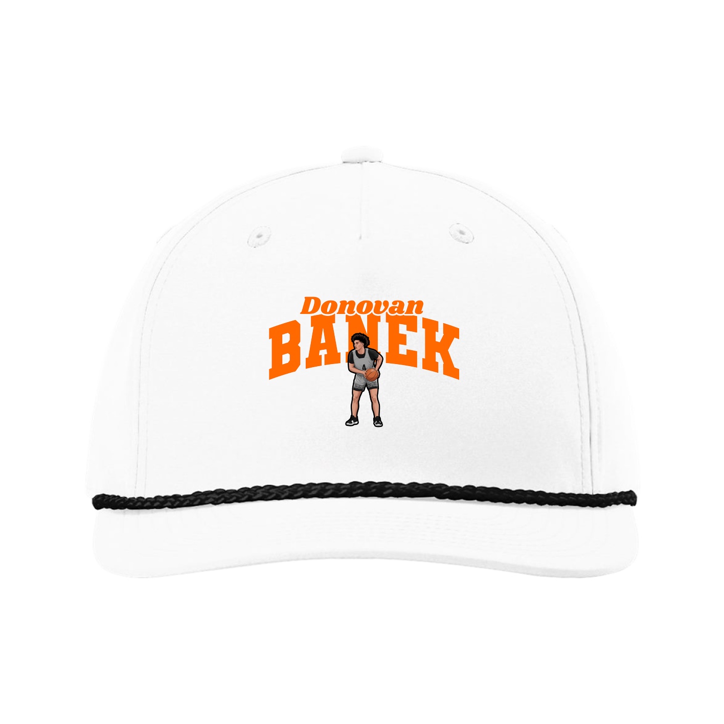 Five-Panel Classic Rope Cap — Signature Arch in White