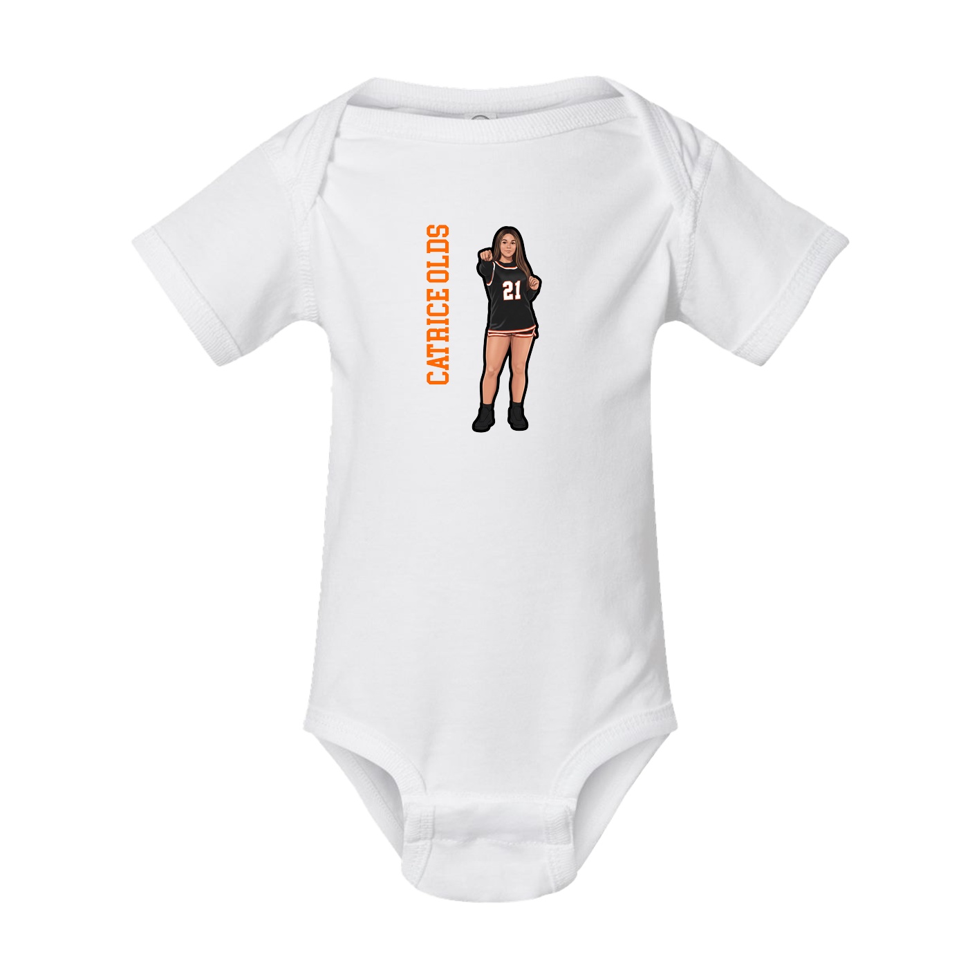 Baby Onesie — Name Vertical in White