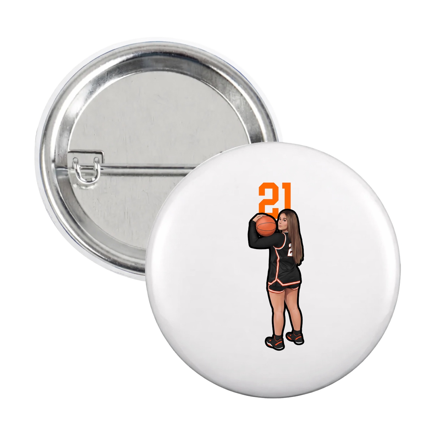 Game Day Button — Number Top in White