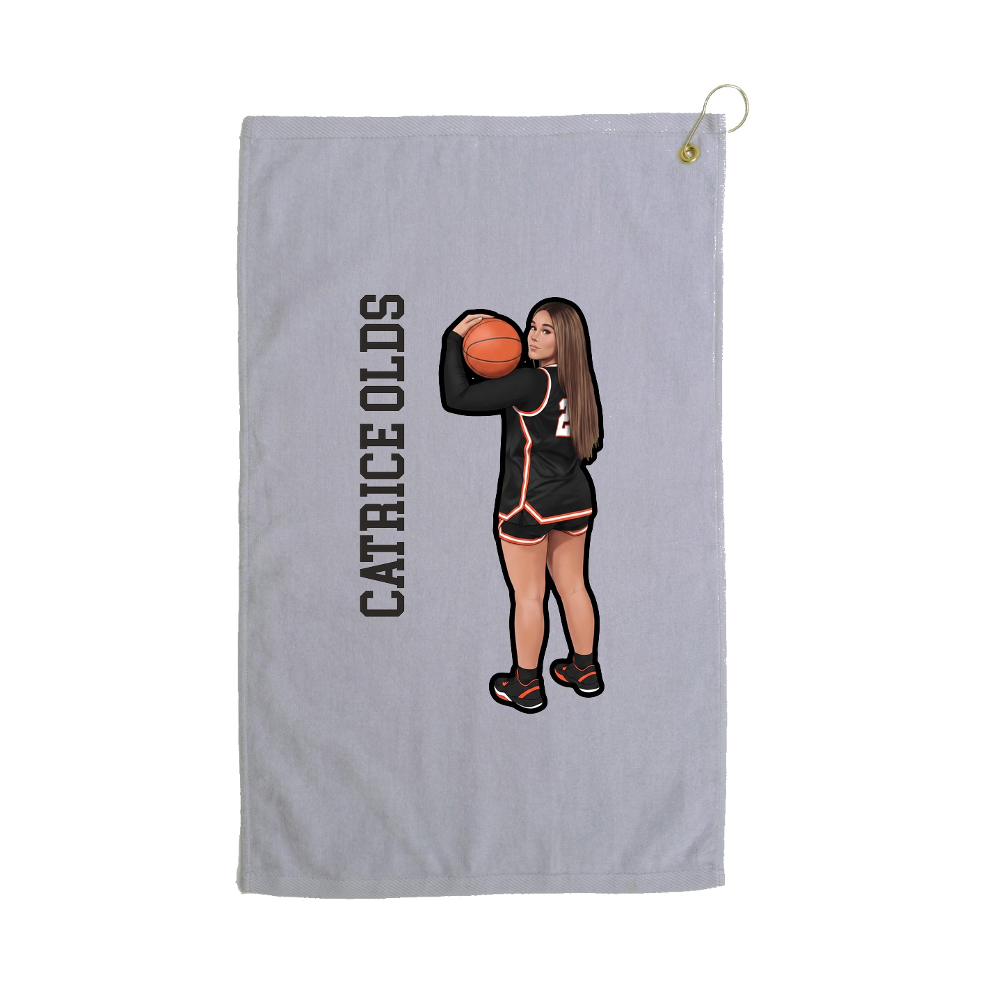 Golf Towel — Name Vertical in Grey
