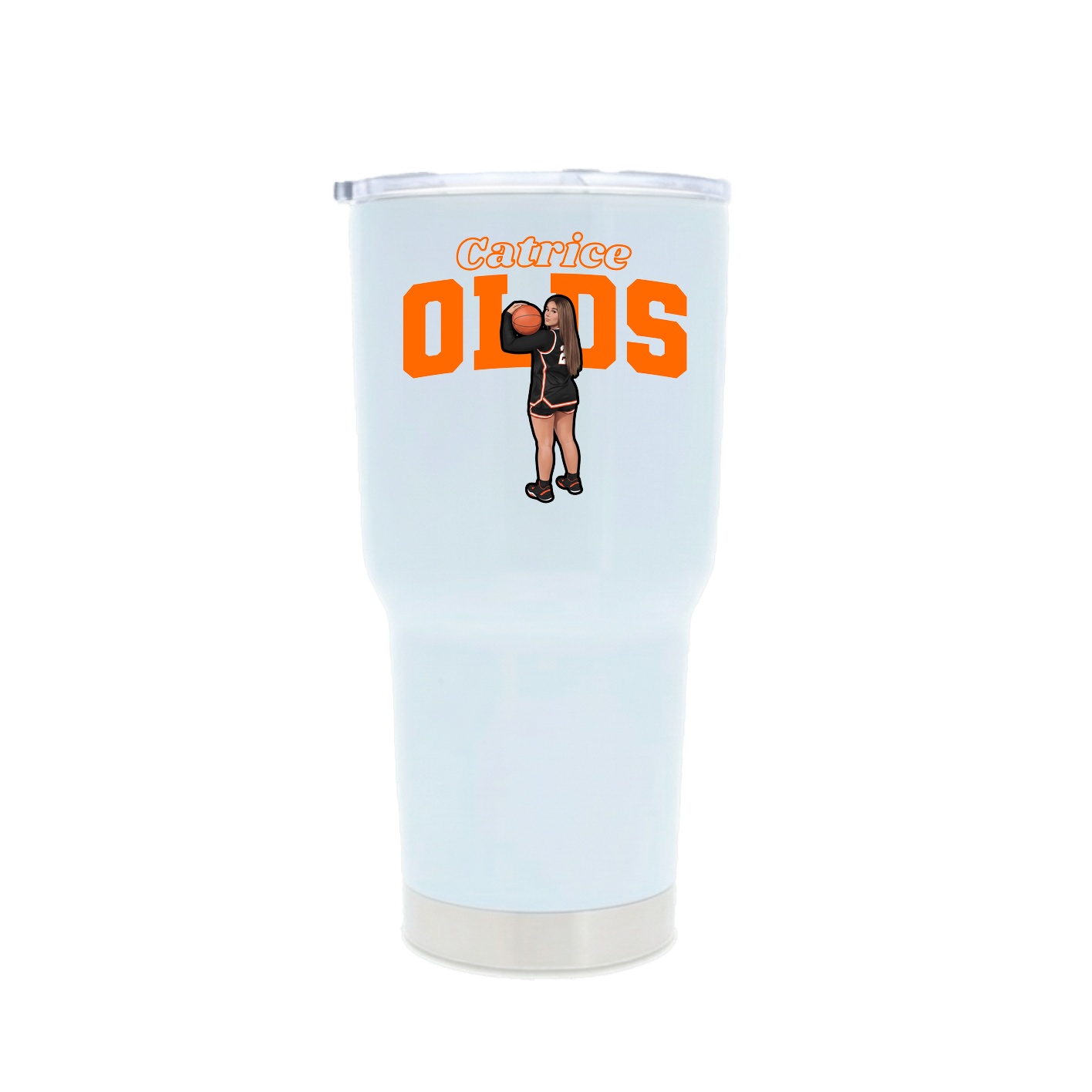 30oz Stainless Steel Tumbler — Name Arch in White