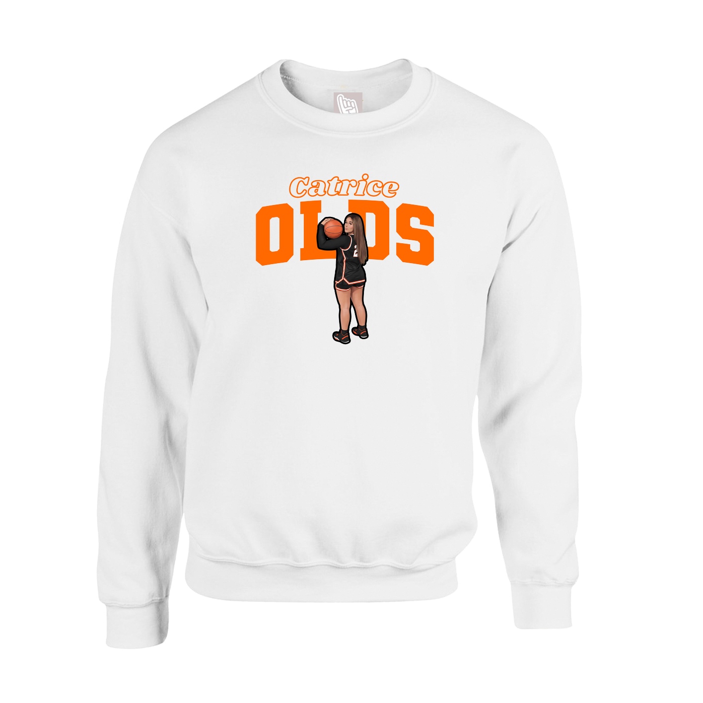 Fleece Crew — Name Arch in White