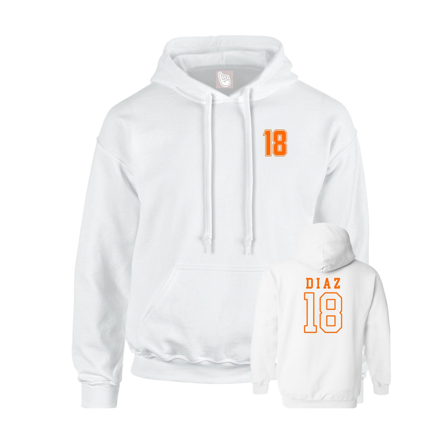 Youth Hoodie — Chest Back in White