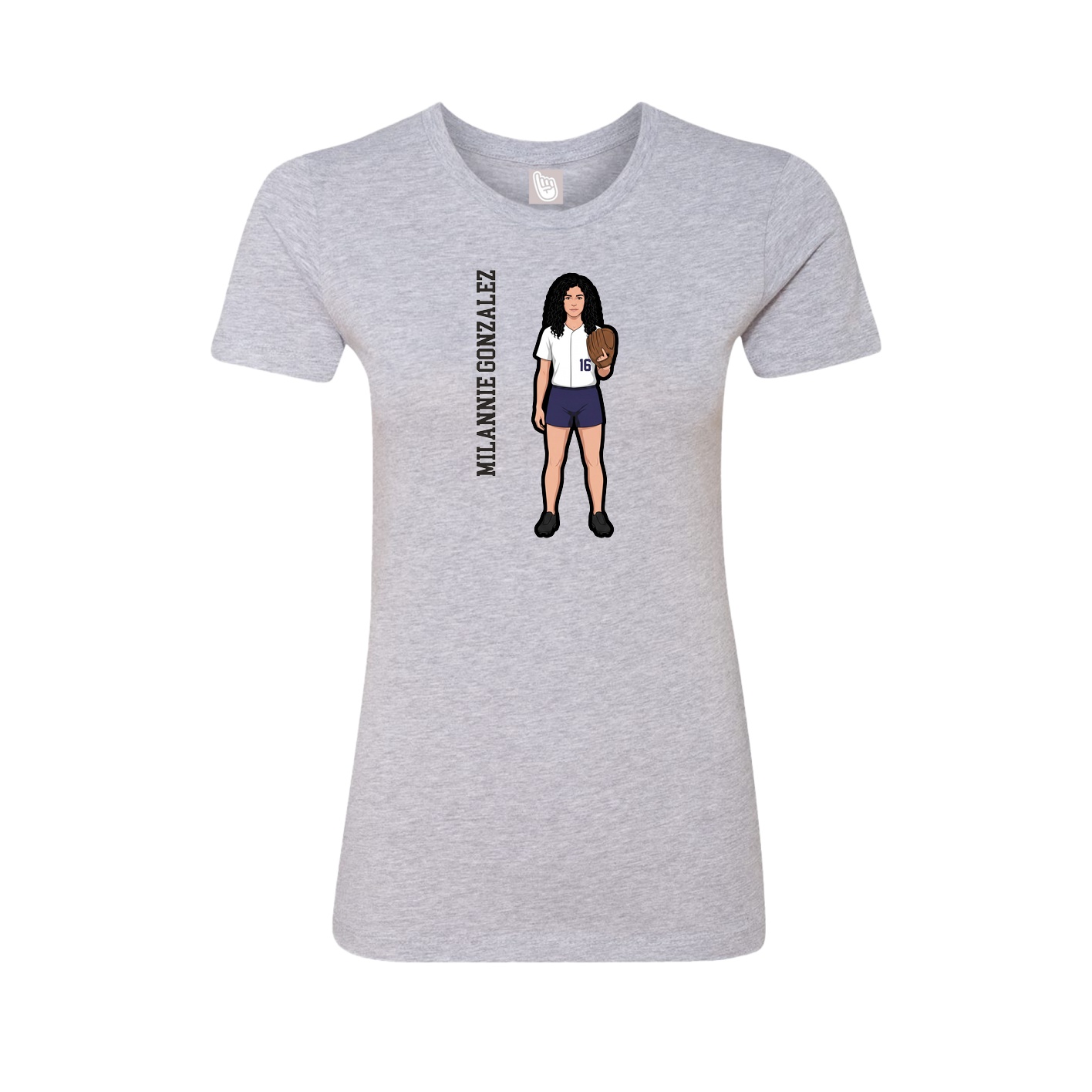 Fitted Women's Tee — Name Vertical in Grey