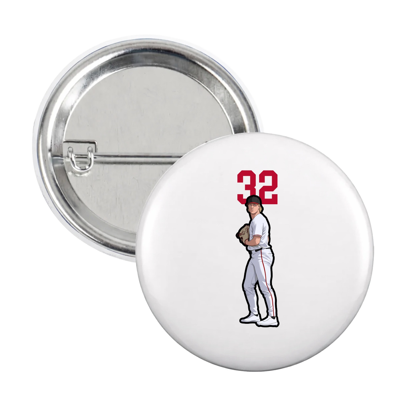 Game Day Button — Number Top in White