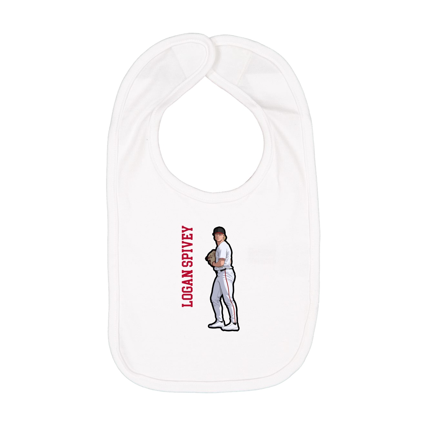 Infant Bib — Name Vertical in White