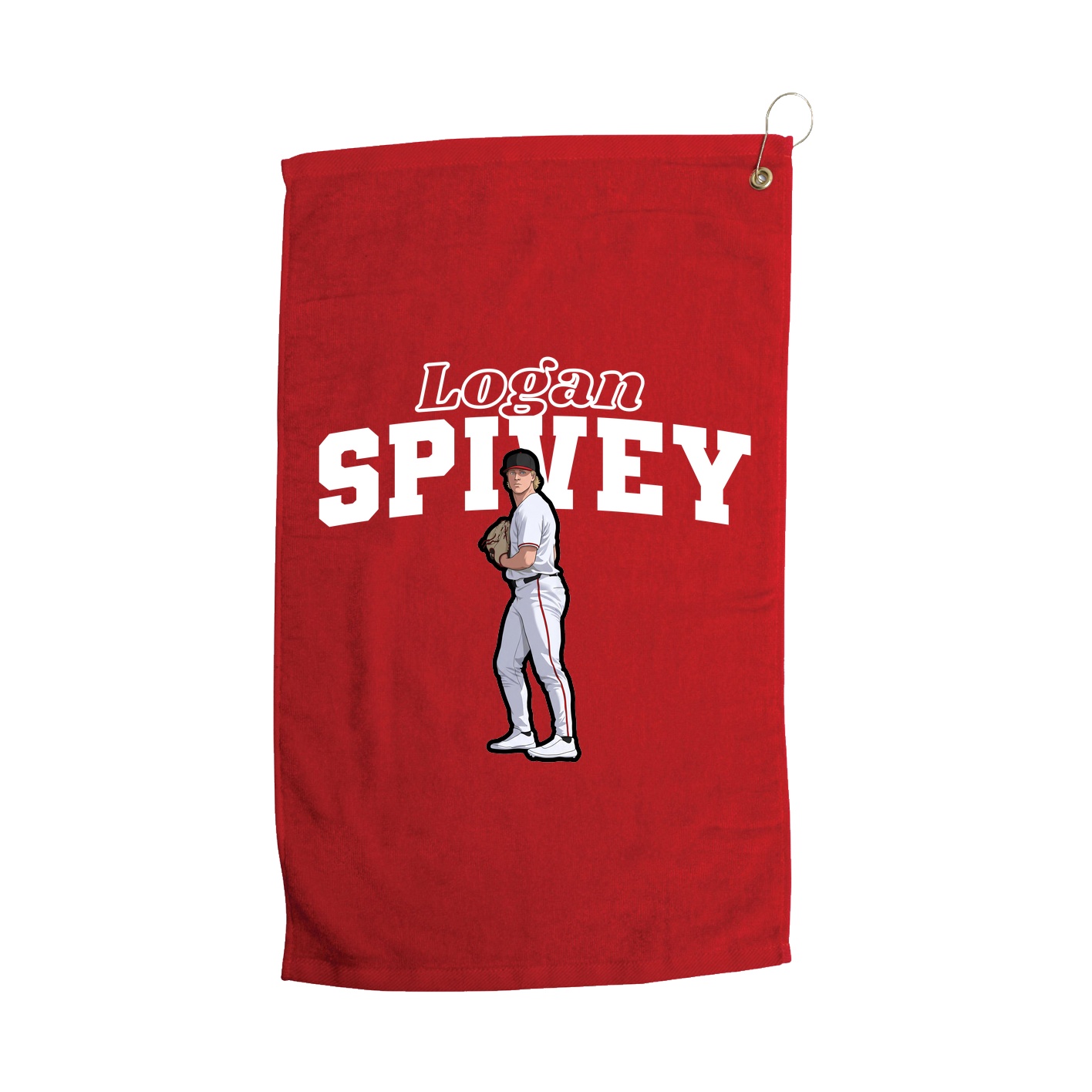 Golf Towel — Name Arch in Red