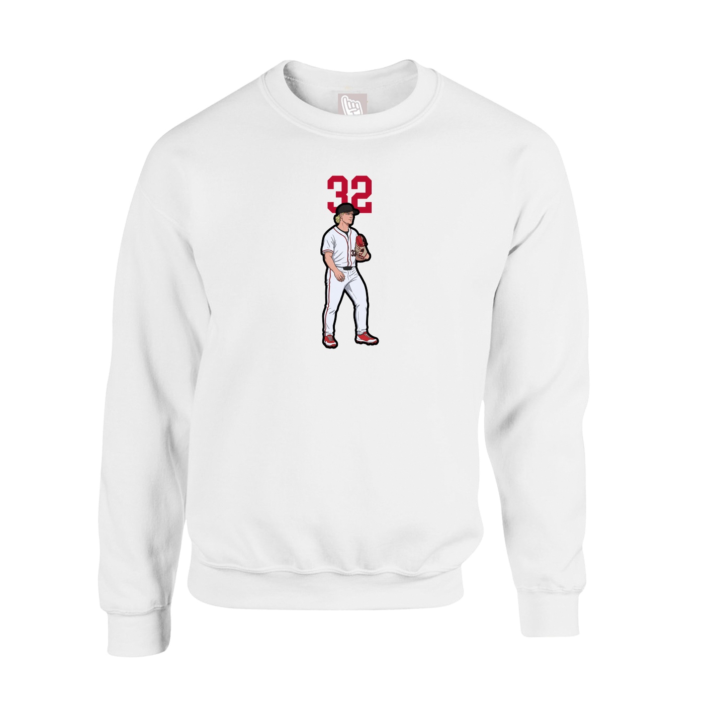Fleece Crew — Number Top in White