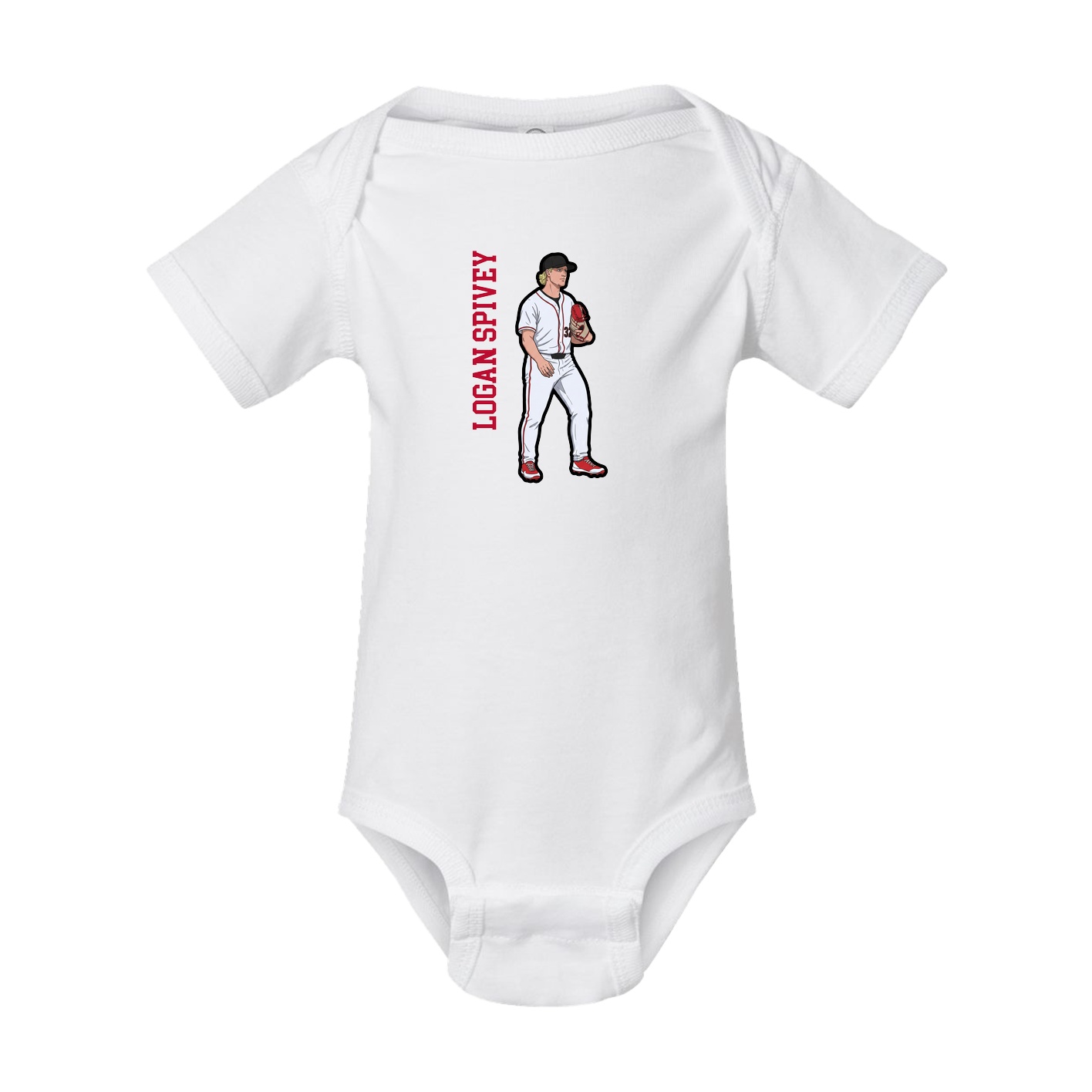 Baby Onesie — Name Vertical in White