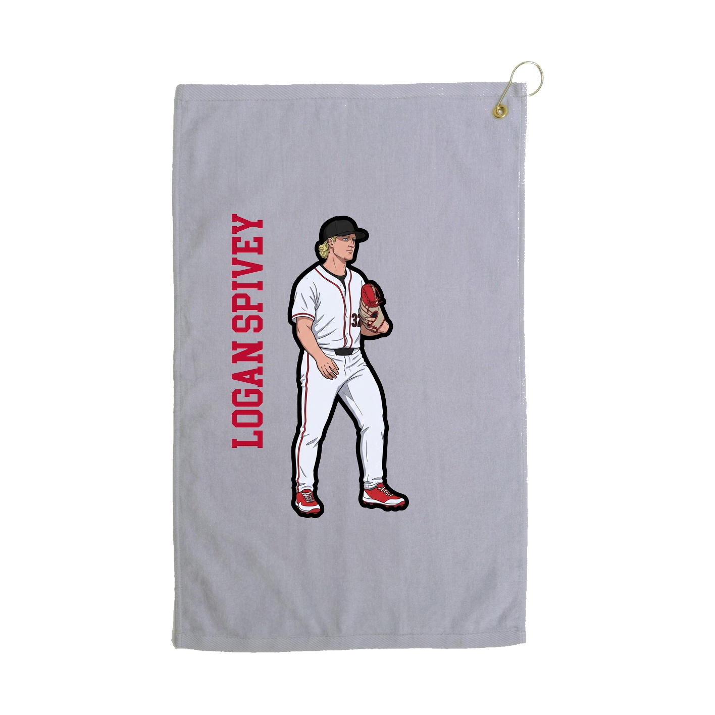Golf Towel — Name Vertical in Grey