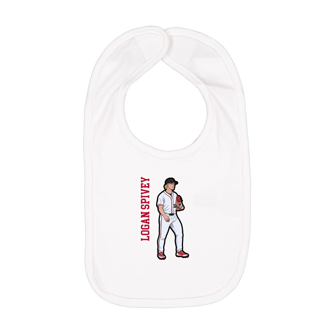 Infant Bib — Name Vertical in White