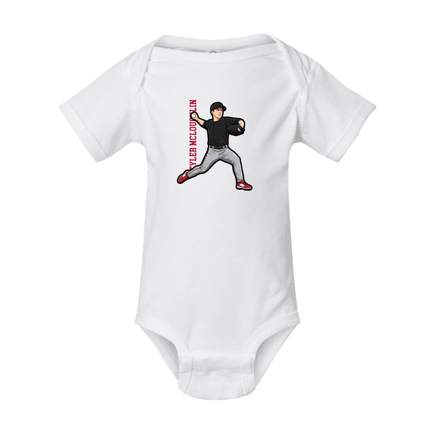Baby Onesie — Name Vertical in White