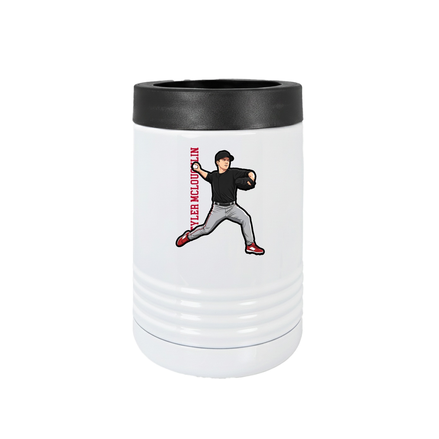 Beverage Holder — Name Vertical in White