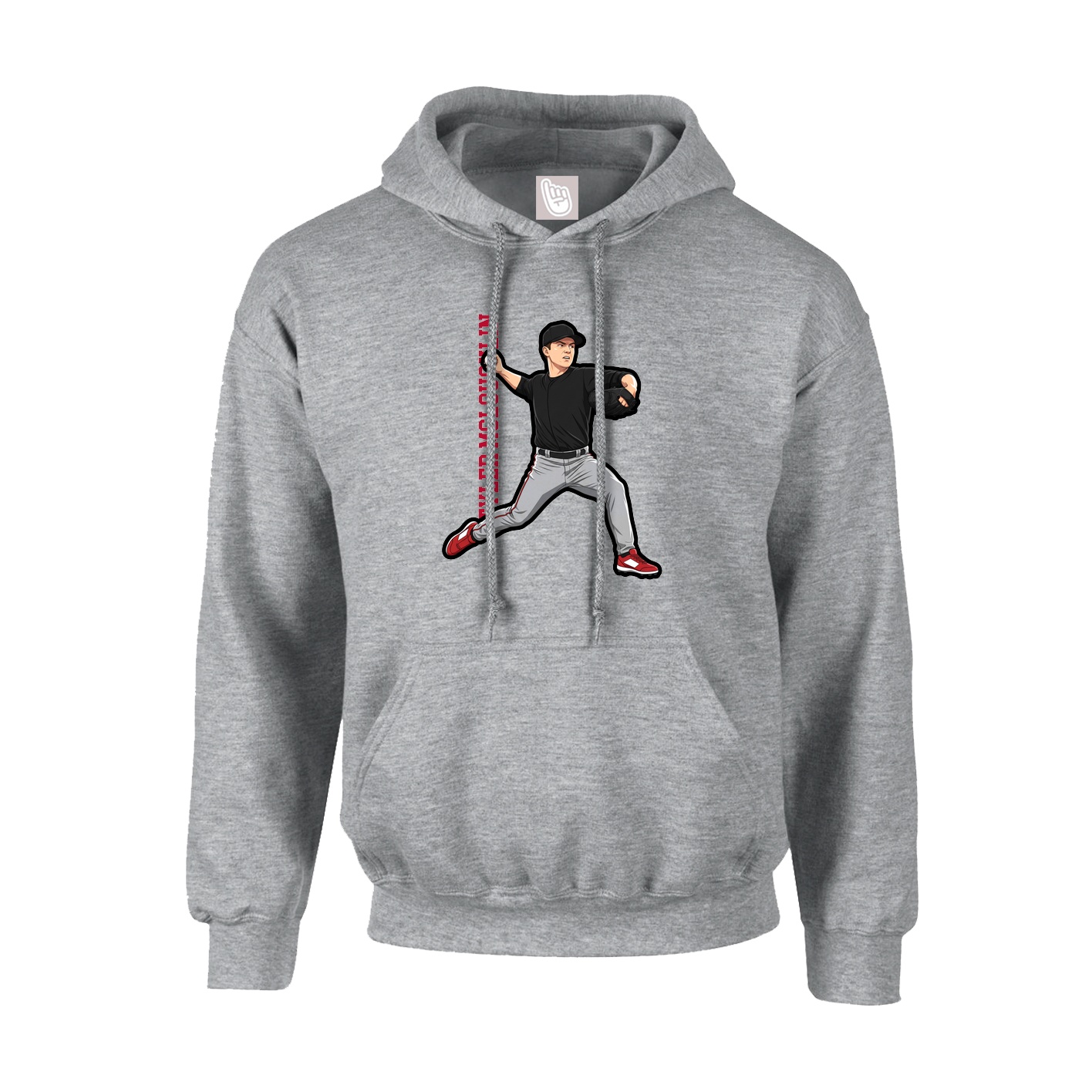 Hoodie — Name Vertical in Grey