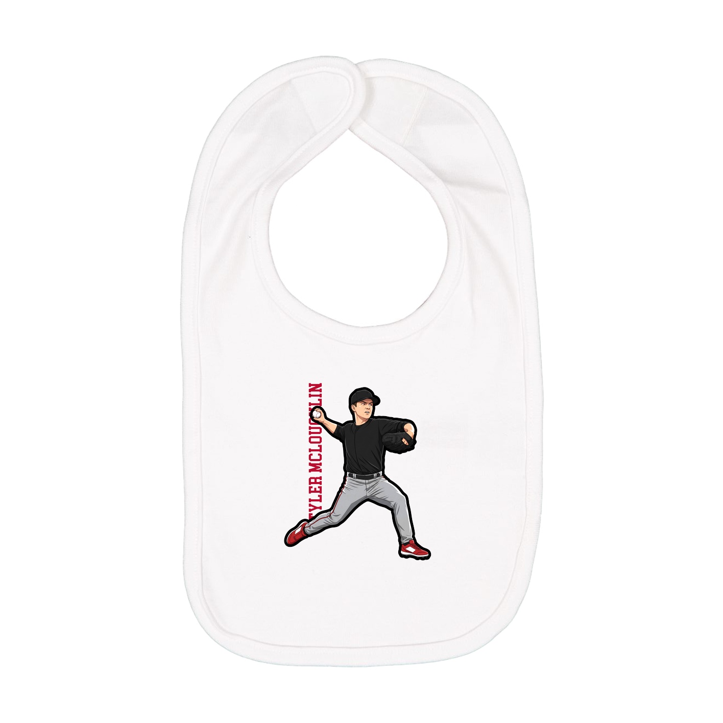 Infant Bib — Name Vertical in White