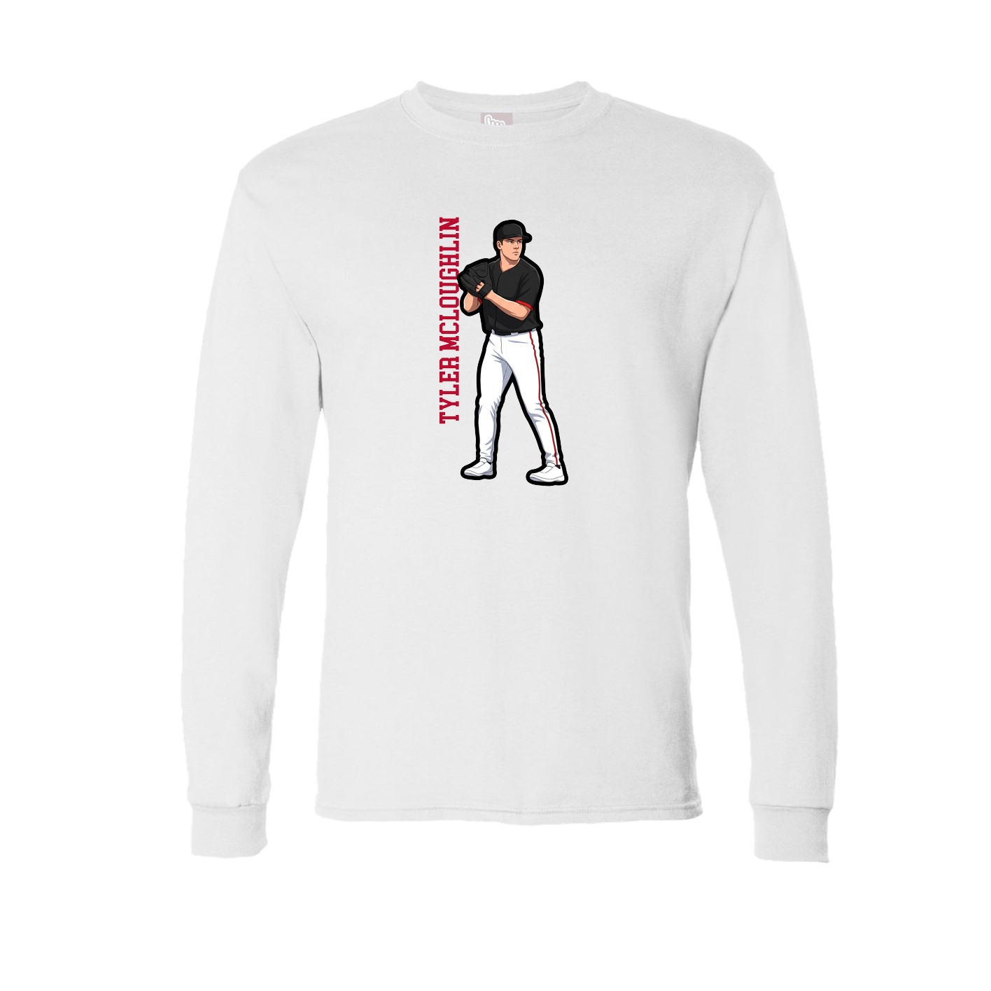 Long Sleeve Tee — Name Vertical in White